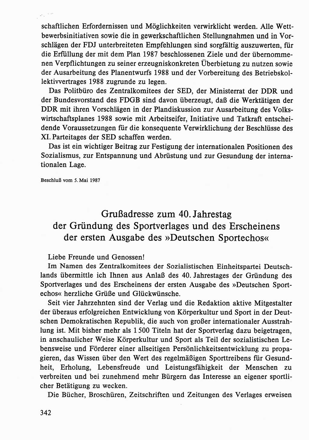 Dokumente der Sozialistischen Einheitspartei Deutschlands (SED) [Deutsche Demokratische Republik (DDR)] 1986-1987, Seite 342 (Dok. SED DDR 1986-1987, S. 342)