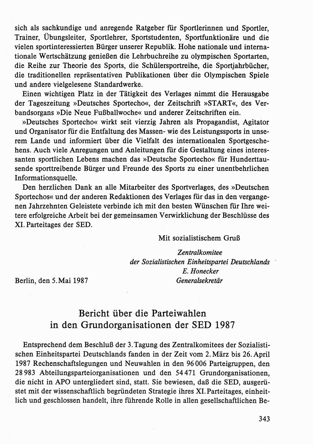 Dokumente der Sozialistischen Einheitspartei Deutschlands (SED) [Deutsche Demokratische Republik (DDR)] 1986-1987, Seite 343 (Dok. SED DDR 1986-1987, S. 343)