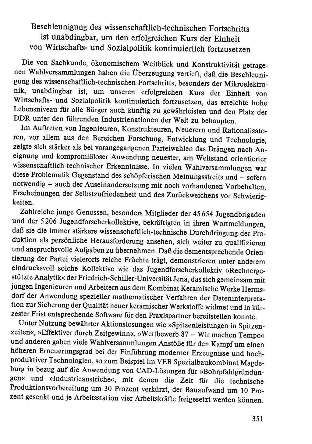 Dokumente der Sozialistischen Einheitspartei Deutschlands (SED) [Deutsche Demokratische Republik (DDR)] 1986-1987, Seite 351 (Dok. SED DDR 1986-1987, S. 351)