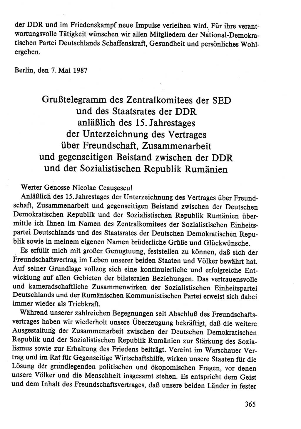 Dokumente der Sozialistischen Einheitspartei Deutschlands (SED) [Deutsche Demokratische Republik (DDR)] 1986-1987, Seite 365 (Dok. SED DDR 1986-1987, S. 365)