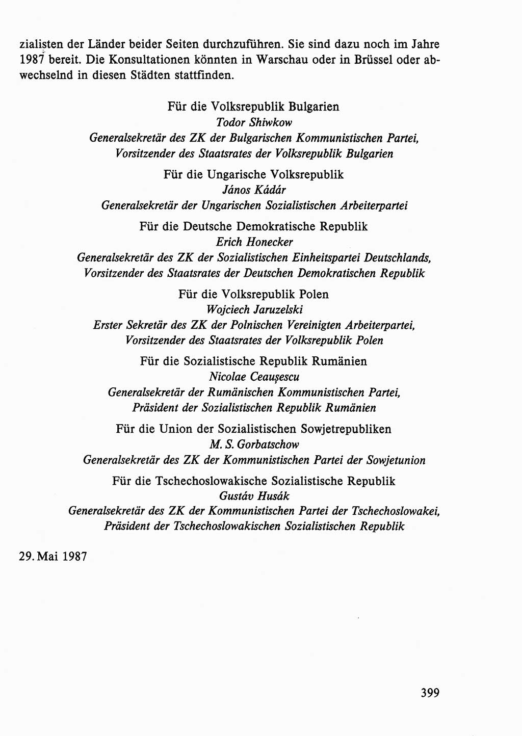 Dokumente der Sozialistischen Einheitspartei Deutschlands (SED) [Deutsche Demokratische Republik (DDR)] 1986-1987, Seite 399 (Dok. SED DDR 1986-1987, S. 399)