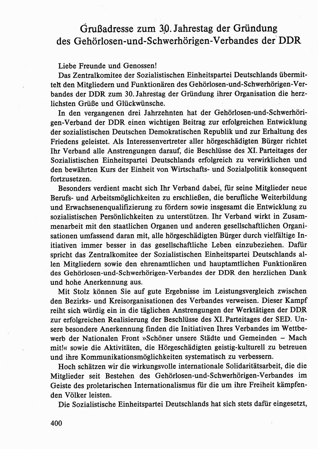 Dokumente der Sozialistischen Einheitspartei Deutschlands (SED) [Deutsche Demokratische Republik (DDR)] 1986-1987, Seite 400 (Dok. SED DDR 1986-1987, S. 400)