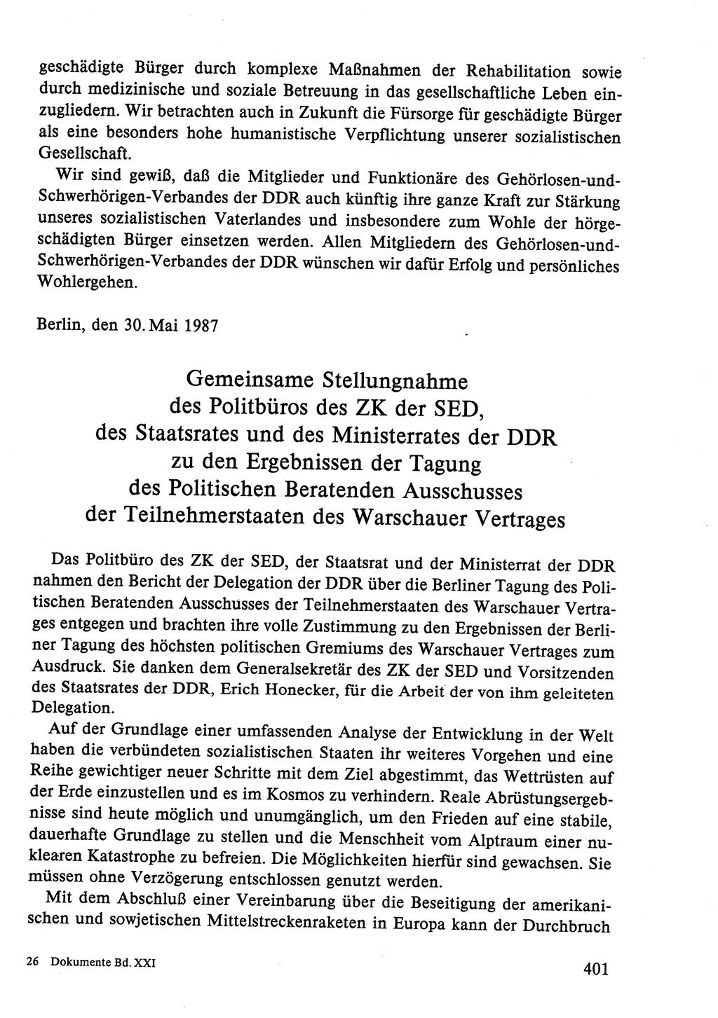 Dokumente der Sozialistischen Einheitspartei Deutschlands (SED) [Deutsche Demokratische Republik (DDR)] 1986-1987, Seite 401 (Dok. SED DDR 1986-1987, S. 401)