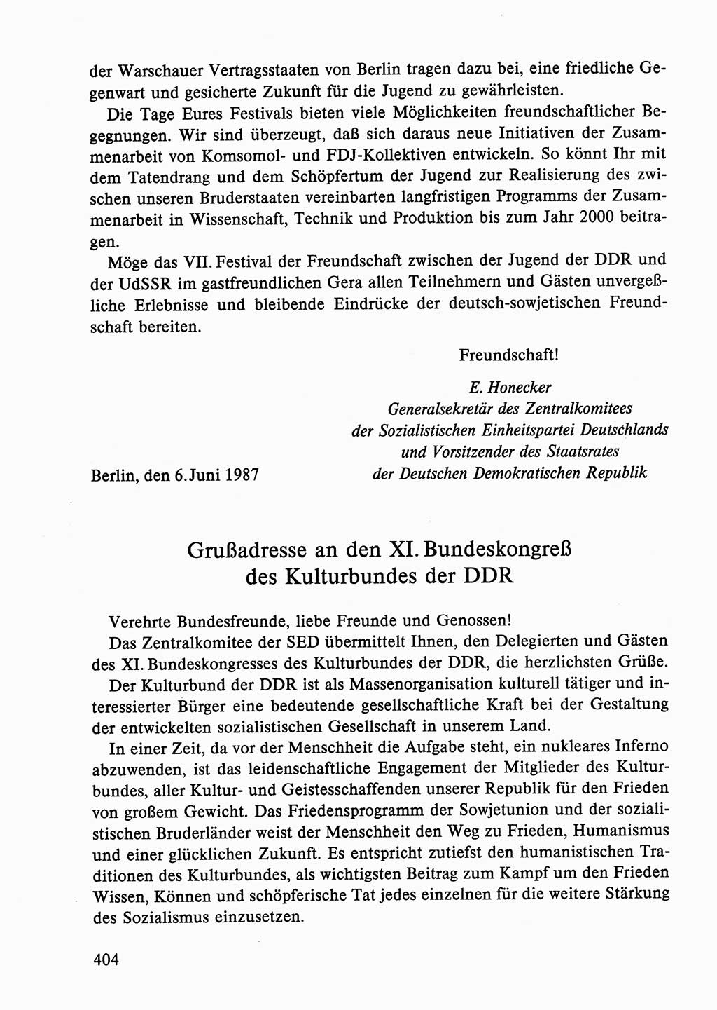 Dokumente der Sozialistischen Einheitspartei Deutschlands (SED) [Deutsche Demokratische Republik (DDR)] 1986-1987, Seite 404 (Dok. SED DDR 1986-1987, S. 404)