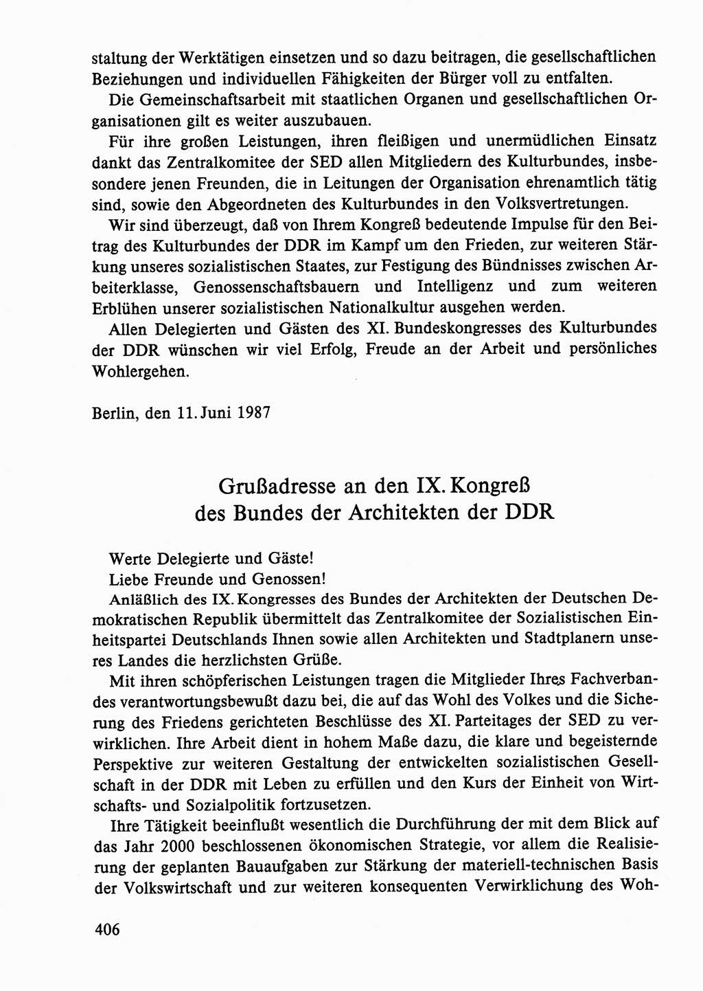 Dokumente der Sozialistischen Einheitspartei Deutschlands (SED) [Deutsche Demokratische Republik (DDR)] 1986-1987, Seite 406 (Dok. SED DDR 1986-1987, S. 406)