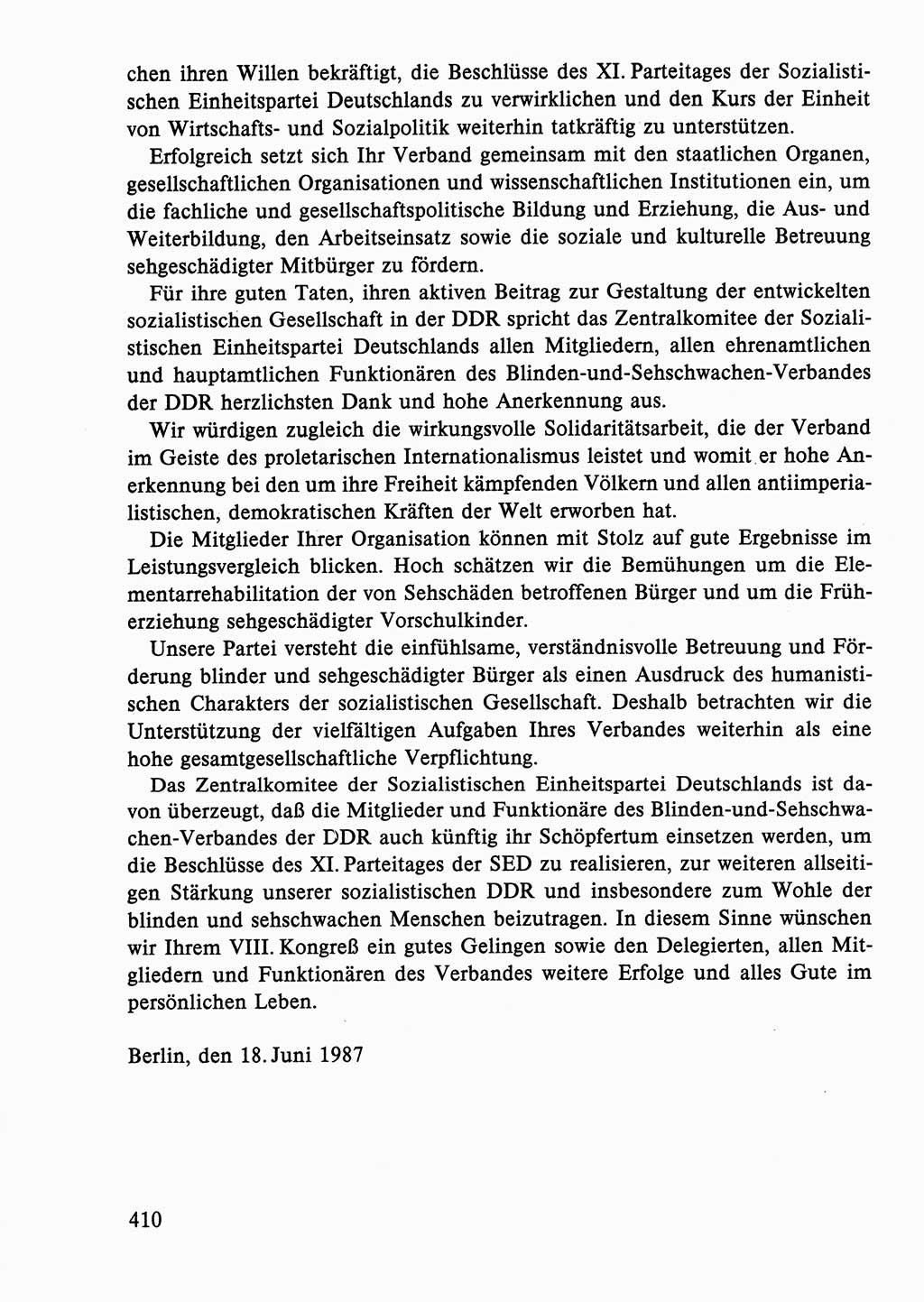 Dokumente der Sozialistischen Einheitspartei Deutschlands (SED) [Deutsche Demokratische Republik (DDR)] 1986-1987, Seite 410 (Dok. SED DDR 1986-1987, S. 410)