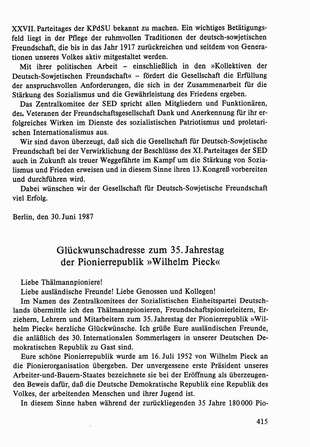 Dokumente der Sozialistischen Einheitspartei Deutschlands (SED) [Deutsche Demokratische Republik (DDR)] 1986-1987, Seite 415 (Dok. SED DDR 1986-1987, S. 415)