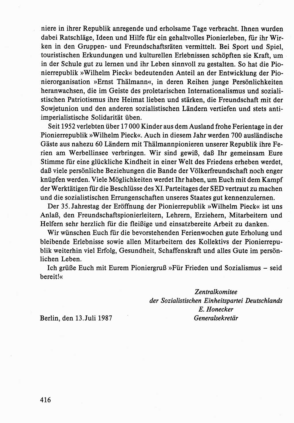 Dokumente der Sozialistischen Einheitspartei Deutschlands (SED) [Deutsche Demokratische Republik (DDR)] 1986-1987, Seite 416 (Dok. SED DDR 1986-1987, S. 416)