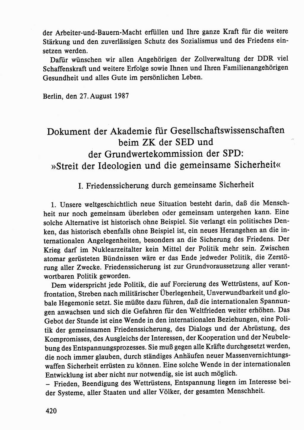 Dokumente der Sozialistischen Einheitspartei Deutschlands (SED) [Deutsche Demokratische Republik (DDR)] 1986-1987, Seite 420 (Dok. SED DDR 1986-1987, S. 420)