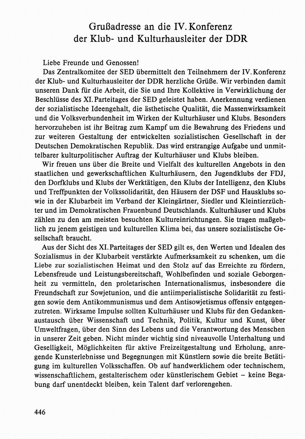 Dokumente der Sozialistischen Einheitspartei Deutschlands (SED) [Deutsche Demokratische Republik (DDR)] 1986-1987, Seite 446 (Dok. SED DDR 1986-1987, S. 446)