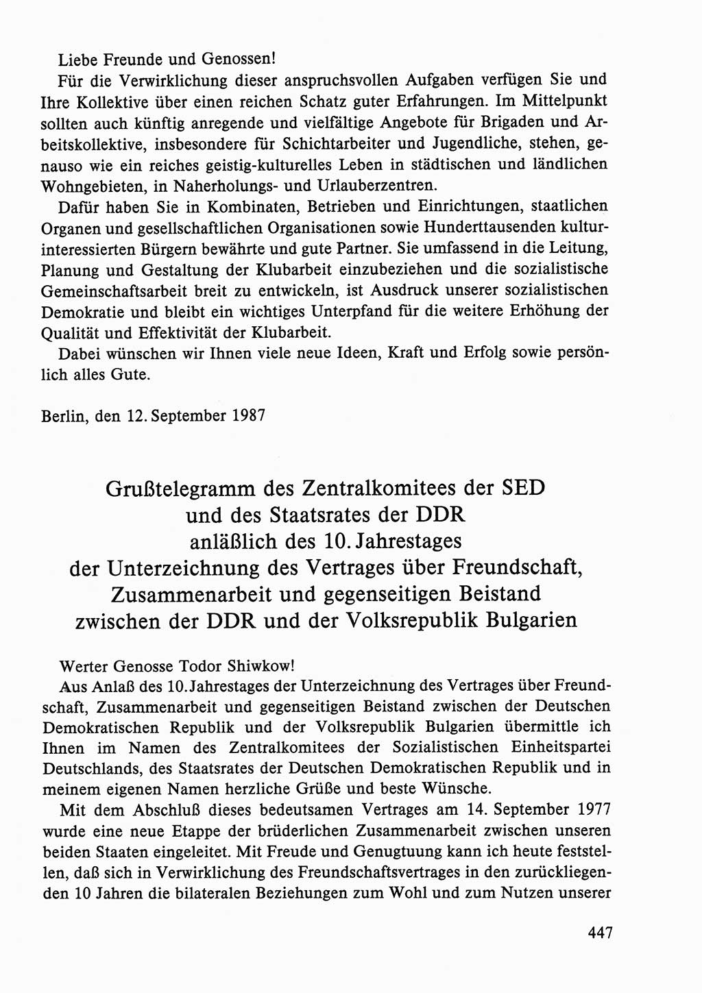 Dokumente der Sozialistischen Einheitspartei Deutschlands (SED) [Deutsche Demokratische Republik (DDR)] 1986-1987, Seite 447 (Dok. SED DDR 1986-1987, S. 447)