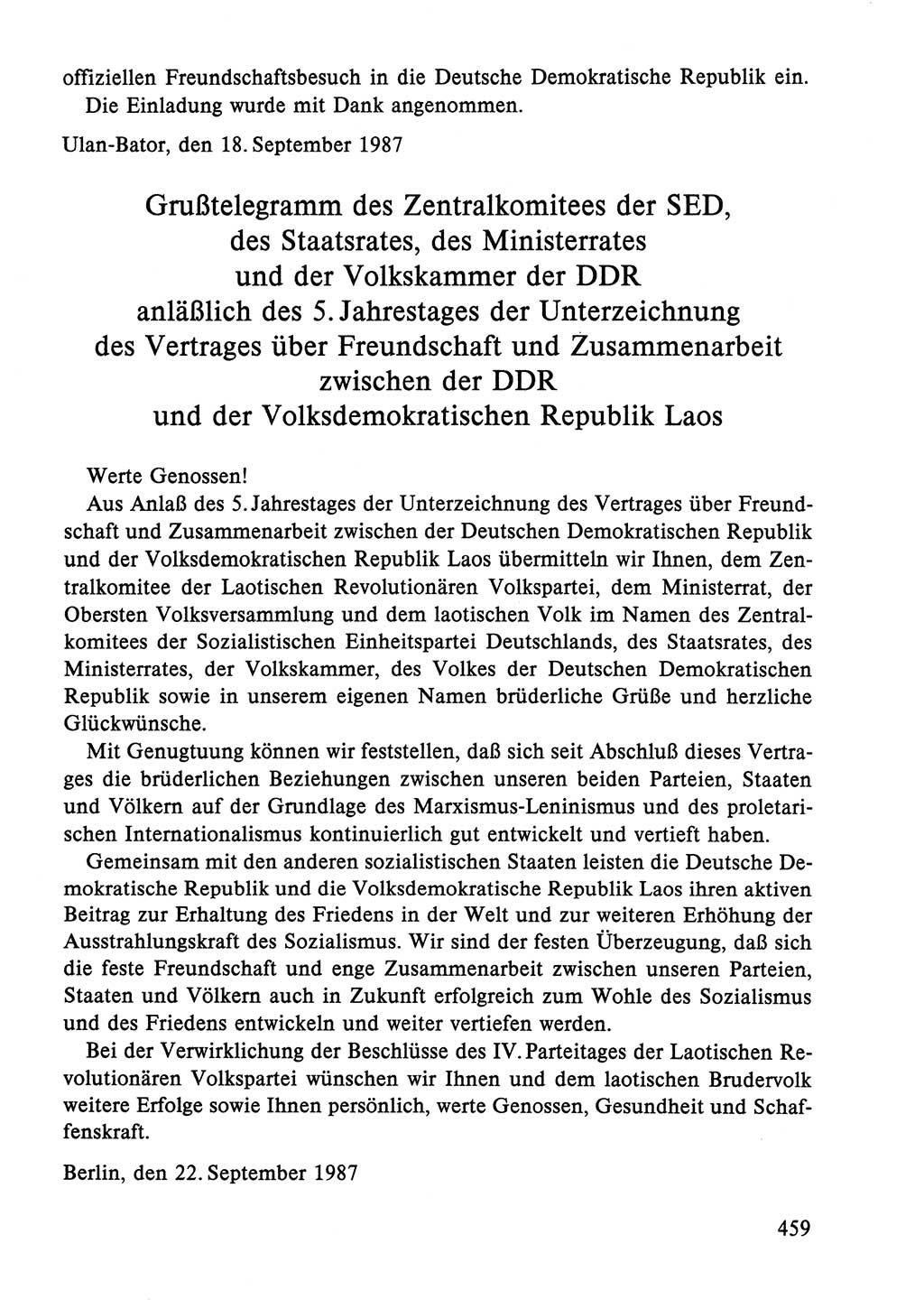 Dokumente der Sozialistischen Einheitspartei Deutschlands (SED) [Deutsche Demokratische Republik (DDR)] 1986-1987, Seite 459 (Dok. SED DDR 1986-1987, S. 459)