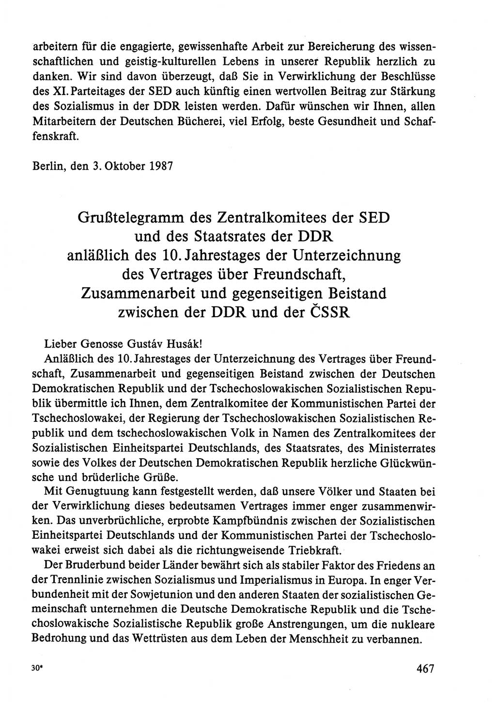 Dokumente der Sozialistischen Einheitspartei Deutschlands (SED) [Deutsche Demokratische Republik (DDR)] 1986-1987, Seite 467 (Dok. SED DDR 1986-1987, S. 467)