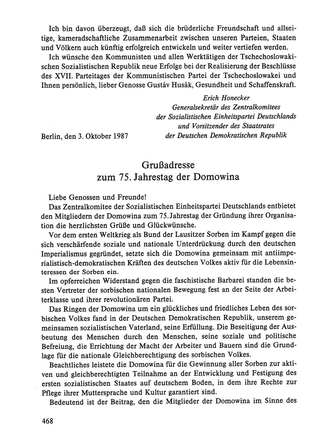 Dokumente der Sozialistischen Einheitspartei Deutschlands (SED) [Deutsche Demokratische Republik (DDR)] 1986-1987, Seite 468 (Dok. SED DDR 1986-1987, S. 468)