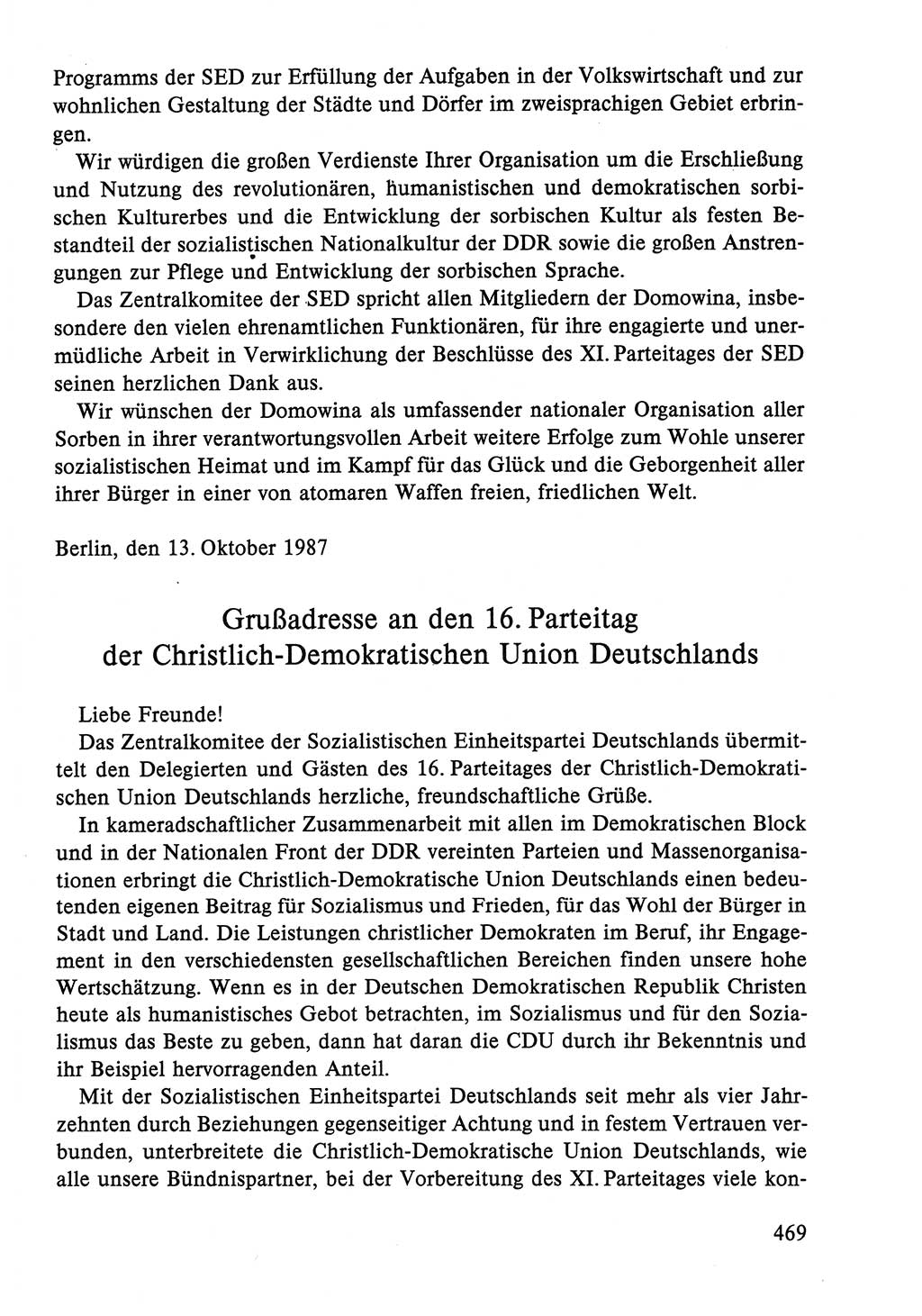 Dokumente der Sozialistischen Einheitspartei Deutschlands (SED) [Deutsche Demokratische Republik (DDR)] 1986-1987, Seite 469 (Dok. SED DDR 1986-1987, S. 469)
