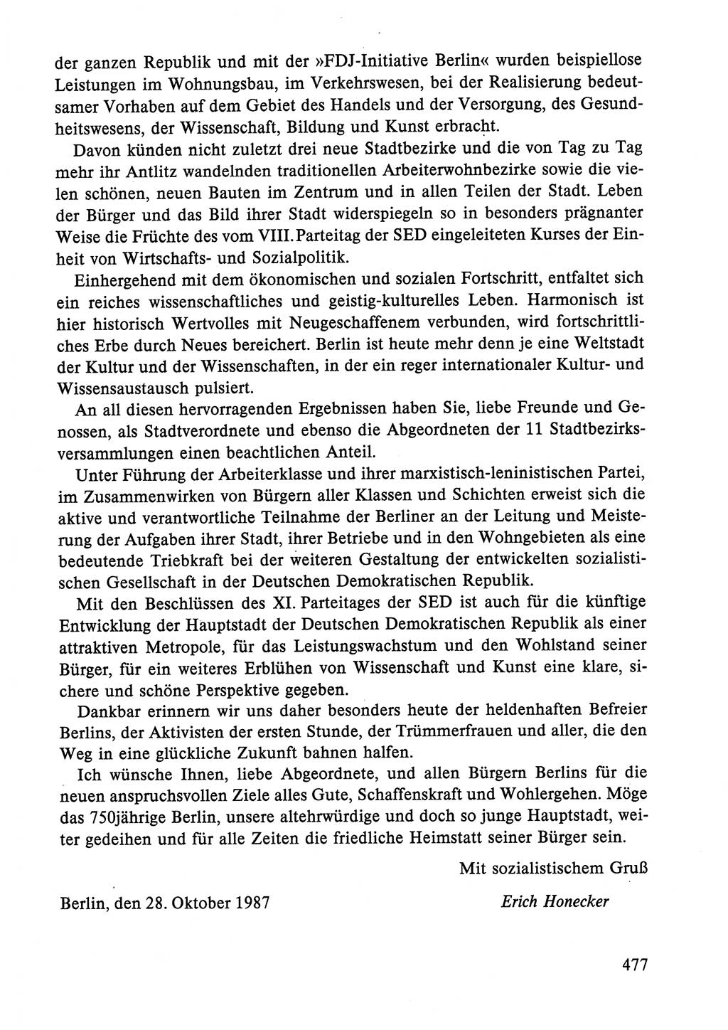 Dokumente der Sozialistischen Einheitspartei Deutschlands (SED) [Deutsche Demokratische Republik (DDR)] 1986-1987, Seite 477 (Dok. SED DDR 1986-1987, S. 477)