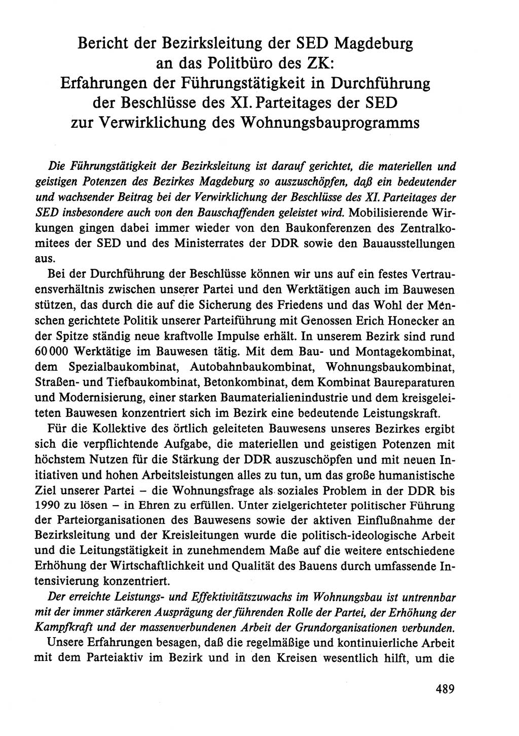 Dokumente der Sozialistischen Einheitspartei Deutschlands (SED) [Deutsche Demokratische Republik (DDR)] 1986-1987, Seite 489 (Dok. SED DDR 1986-1987, S. 489)