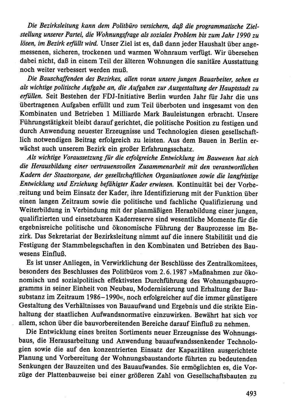Dokumente der Sozialistischen Einheitspartei Deutschlands (SED) [Deutsche Demokratische Republik (DDR)] 1986-1987, Seite 493 (Dok. SED DDR 1986-1987, S. 493)