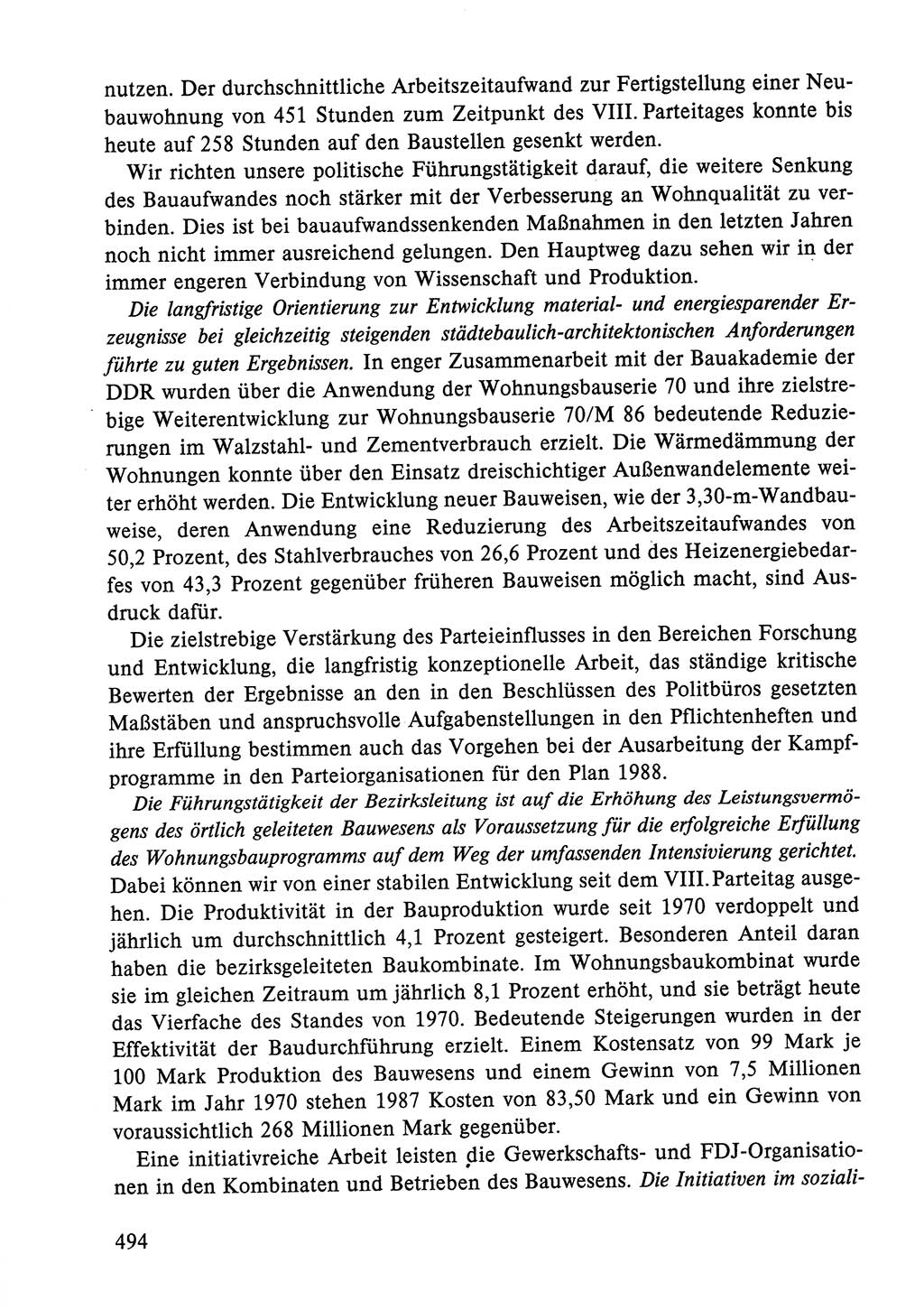 Dokumente der Sozialistischen Einheitspartei Deutschlands (SED) [Deutsche Demokratische Republik (DDR)] 1986-1987, Seite 494 (Dok. SED DDR 1986-1987, S. 494)