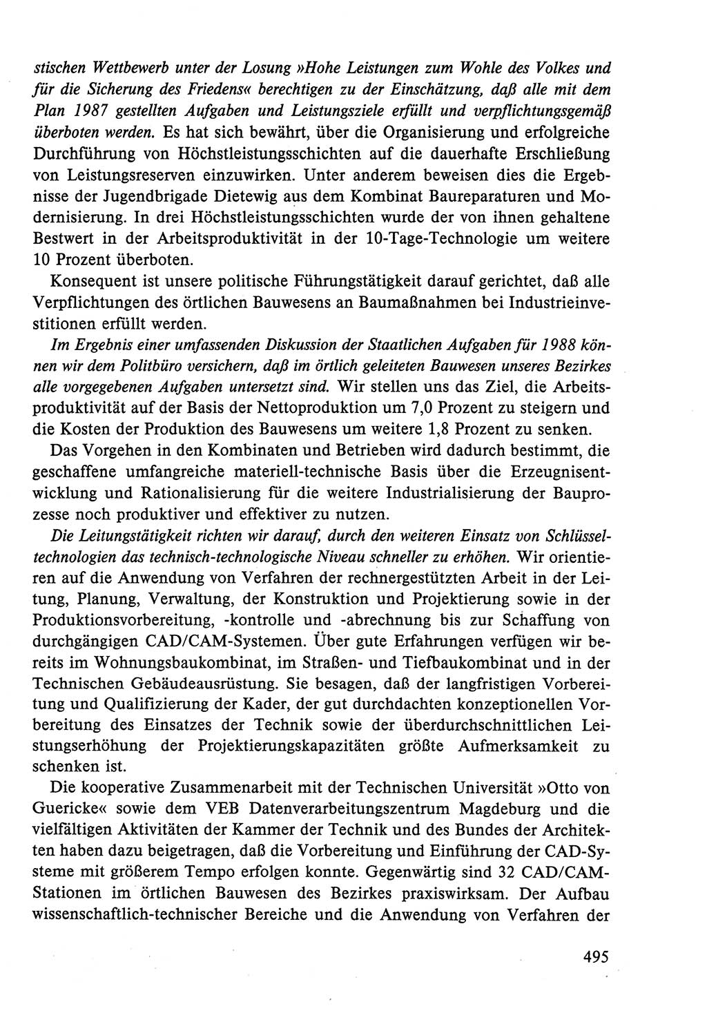 Dokumente der Sozialistischen Einheitspartei Deutschlands (SED) [Deutsche Demokratische Republik (DDR)] 1986-1987, Seite 495 (Dok. SED DDR 1986-1987, S. 495)