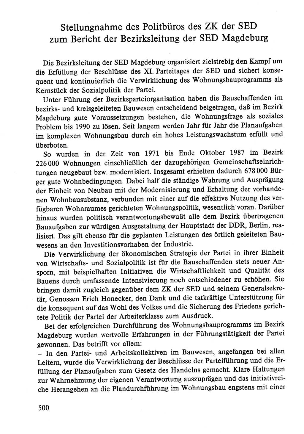 Dokumente der Sozialistischen Einheitspartei Deutschlands (SED) [Deutsche Demokratische Republik (DDR)] 1986-1987, Seite 500 (Dok. SED DDR 1986-1987, S. 500)