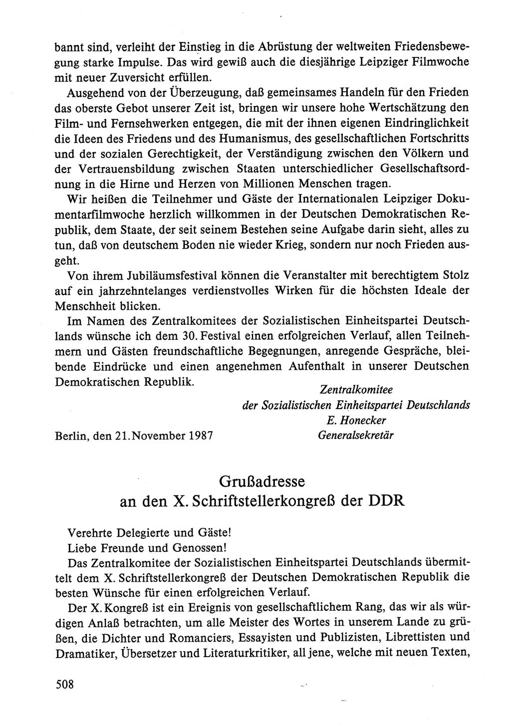 Dokumente der Sozialistischen Einheitspartei Deutschlands (SED) [Deutsche Demokratische Republik (DDR)] 1986-1987, Seite 508 (Dok. SED DDR 1986-1987, S. 508)