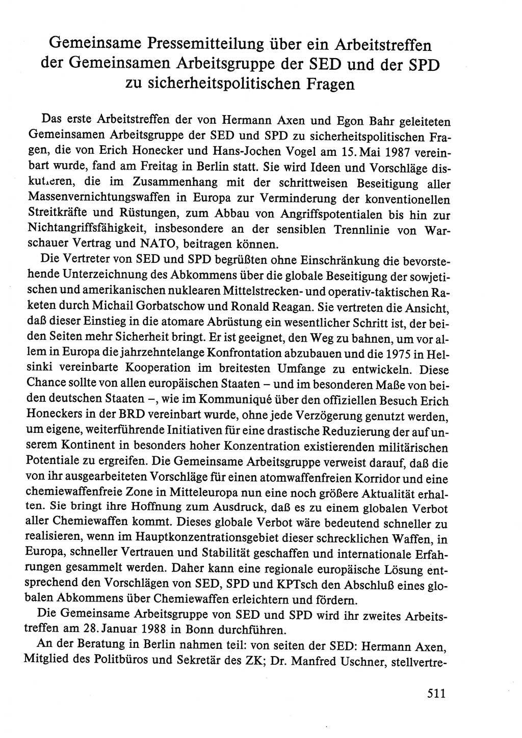 Dokumente der Sozialistischen Einheitspartei Deutschlands (SED) [Deutsche Demokratische Republik (DDR)] 1986-1987, Seite 511 (Dok. SED DDR 1986-1987, S. 511)