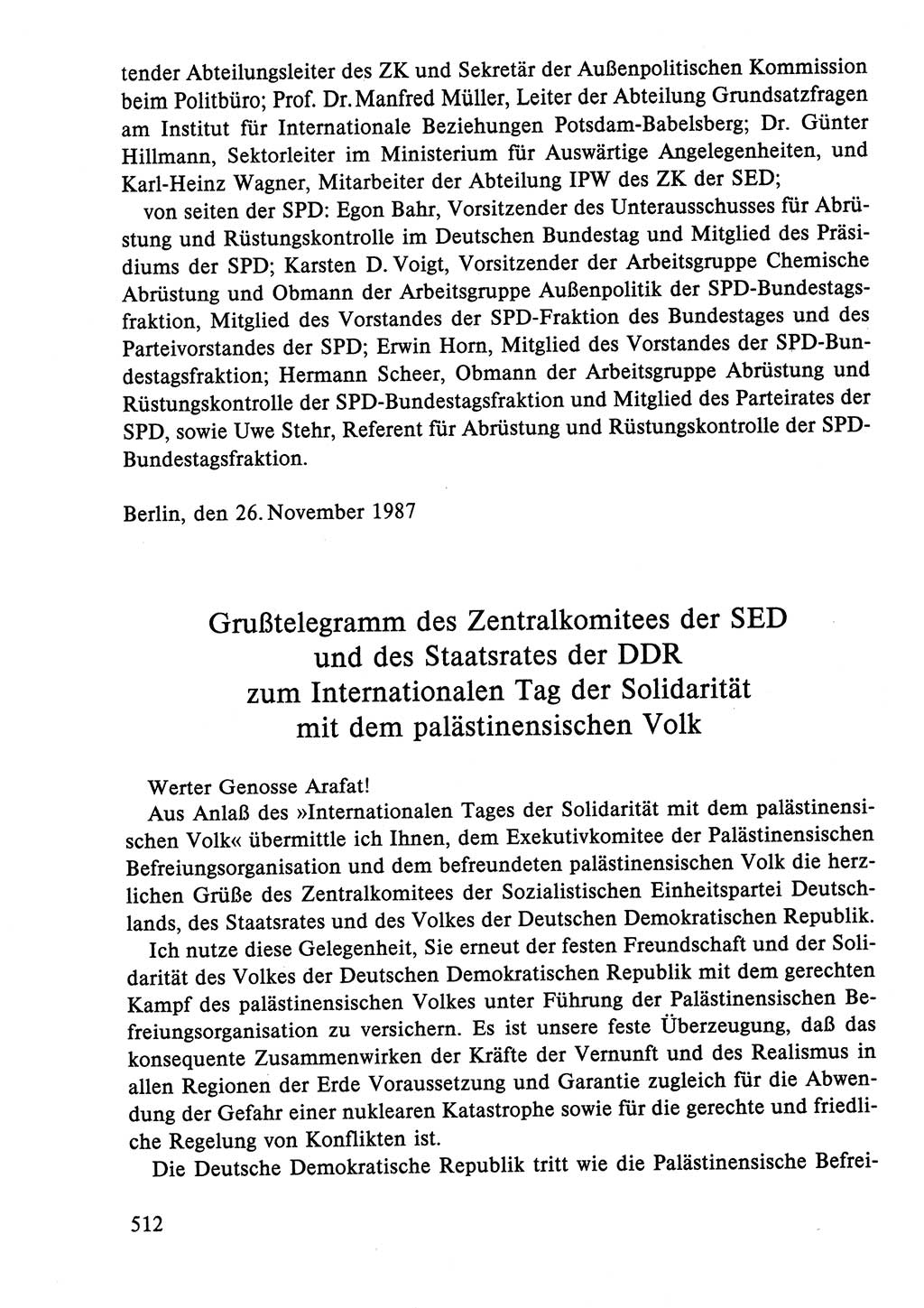 Dokumente der Sozialistischen Einheitspartei Deutschlands (SED) [Deutsche Demokratische Republik (DDR)] 1986-1987, Seite 512 (Dok. SED DDR 1986-1987, S. 512)