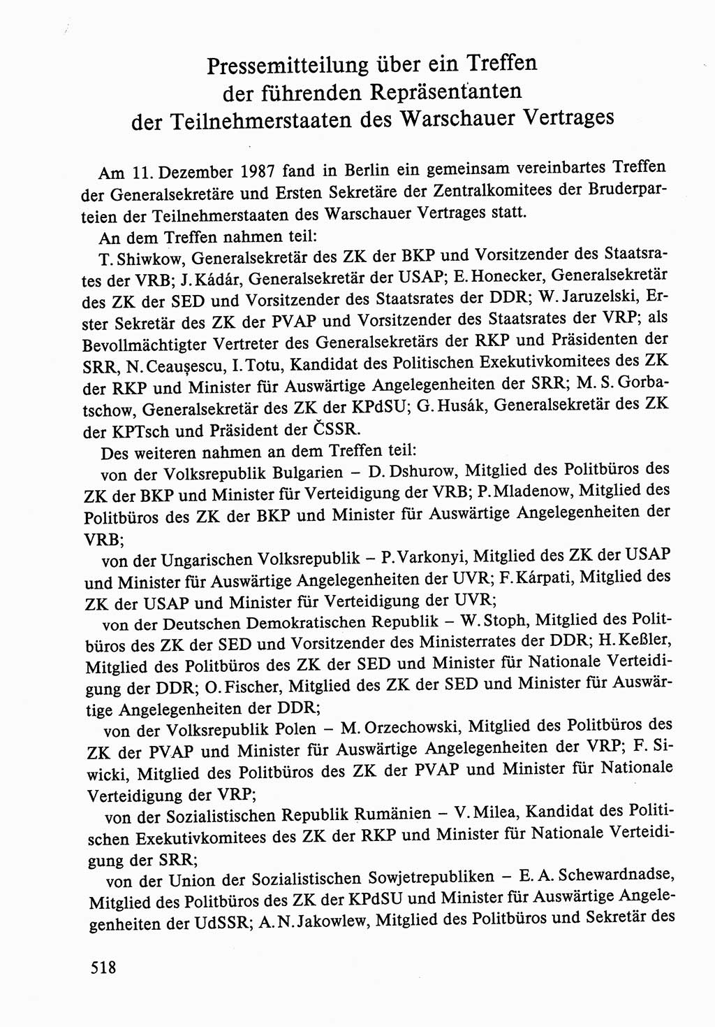 Dokumente der Sozialistischen Einheitspartei Deutschlands (SED) [Deutsche Demokratische Republik (DDR)] 1986-1987, Seite 518 (Dok. SED DDR 1986-1987, S. 518)