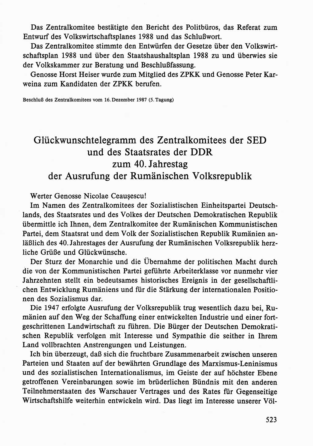 Dokumente der Sozialistischen Einheitspartei Deutschlands (SED) [Deutsche Demokratische Republik (DDR)] 1986-1987, Seite 523 (Dok. SED DDR 1986-1987, S. 523)