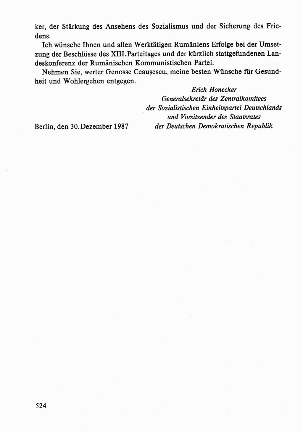 Dokumente der Sozialistischen Einheitspartei Deutschlands (SED) [Deutsche Demokratische Republik (DDR)] 1986-1987, Seite 524 (Dok. SED DDR 1986-1987, S. 524)