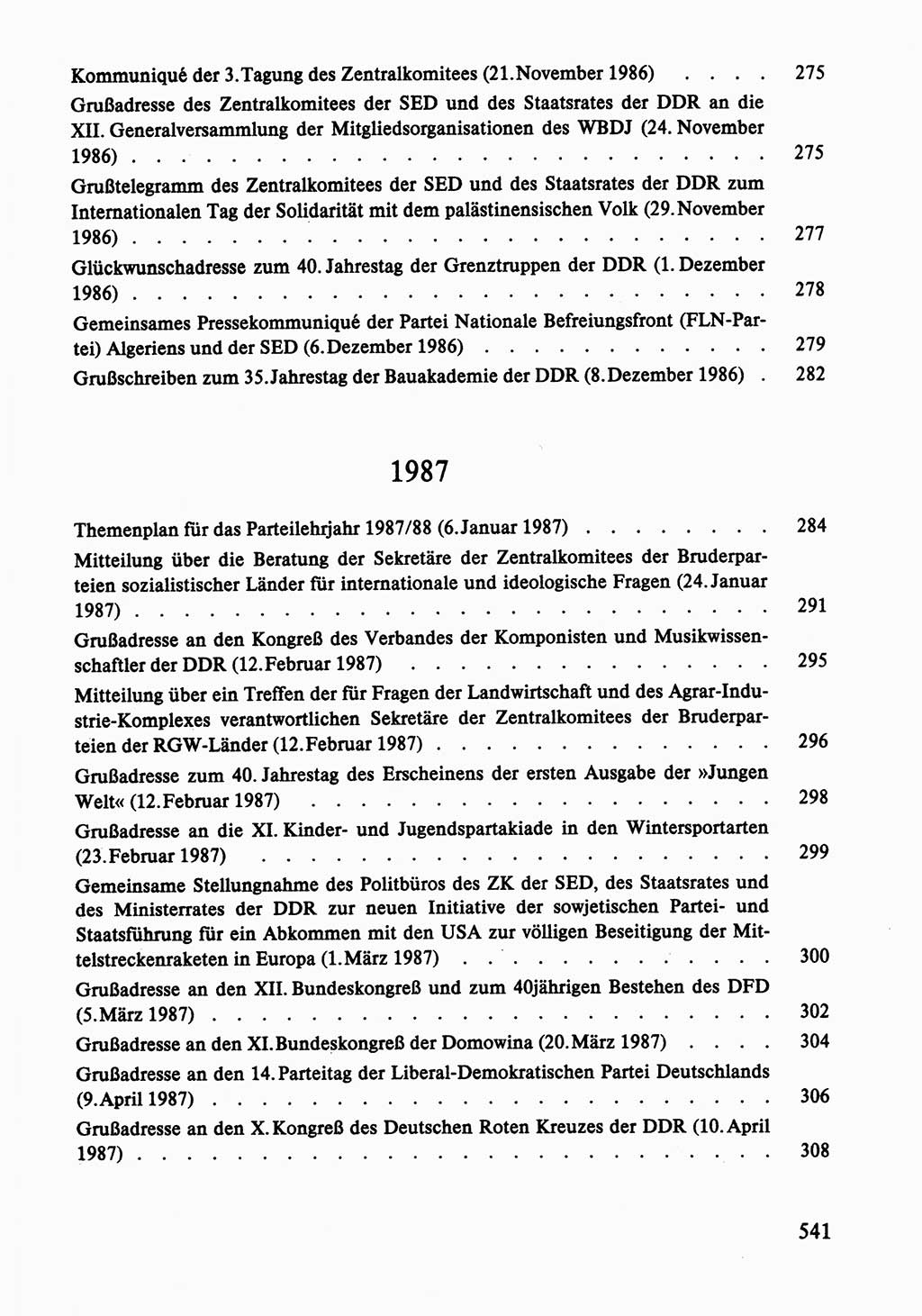 Dokumente der Sozialistischen Einheitspartei Deutschlands (SED) [Deutsche Demokratische Republik (DDR)] 1986-1987, Seite 541 (Dok. SED DDR 1986-1987, S. 541)