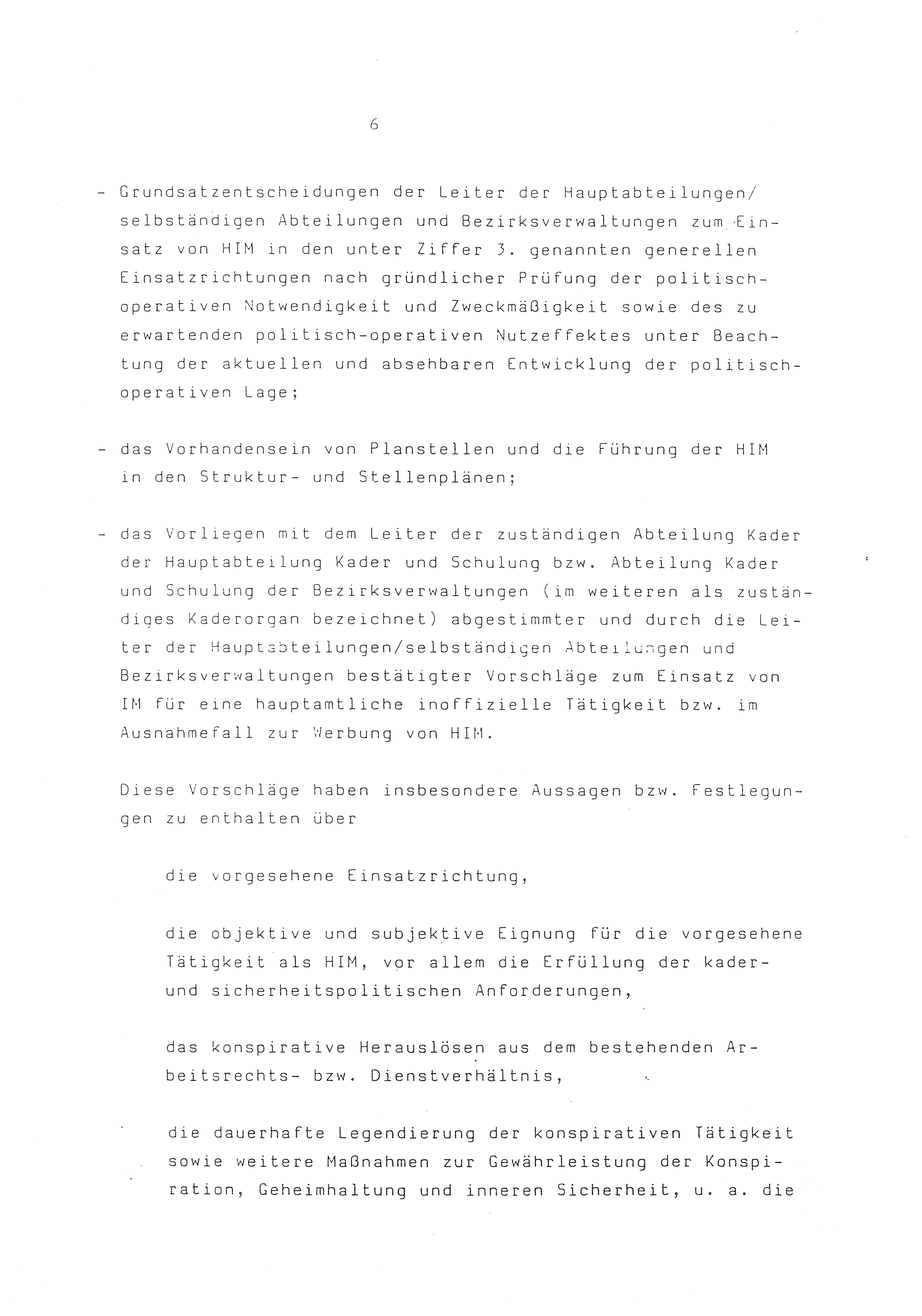 2. Durchführungsbestimmung zur Richtlinie 1/79 über die Arbeit mit hauptamtlichen Mitarbeitern des MfS (HIM), Deutsche Demokratische Republik (DDR), Ministerium für Staatssicherheit (MfS), Der Minister (Mielke), Geheime Verschlußsache (GVS) ooo8-44/86, Berlin 1986, Seite 6 (2. DB RL 1/79 DDR MfS Min. GVS ooo8-44/86 1986, S. 6)