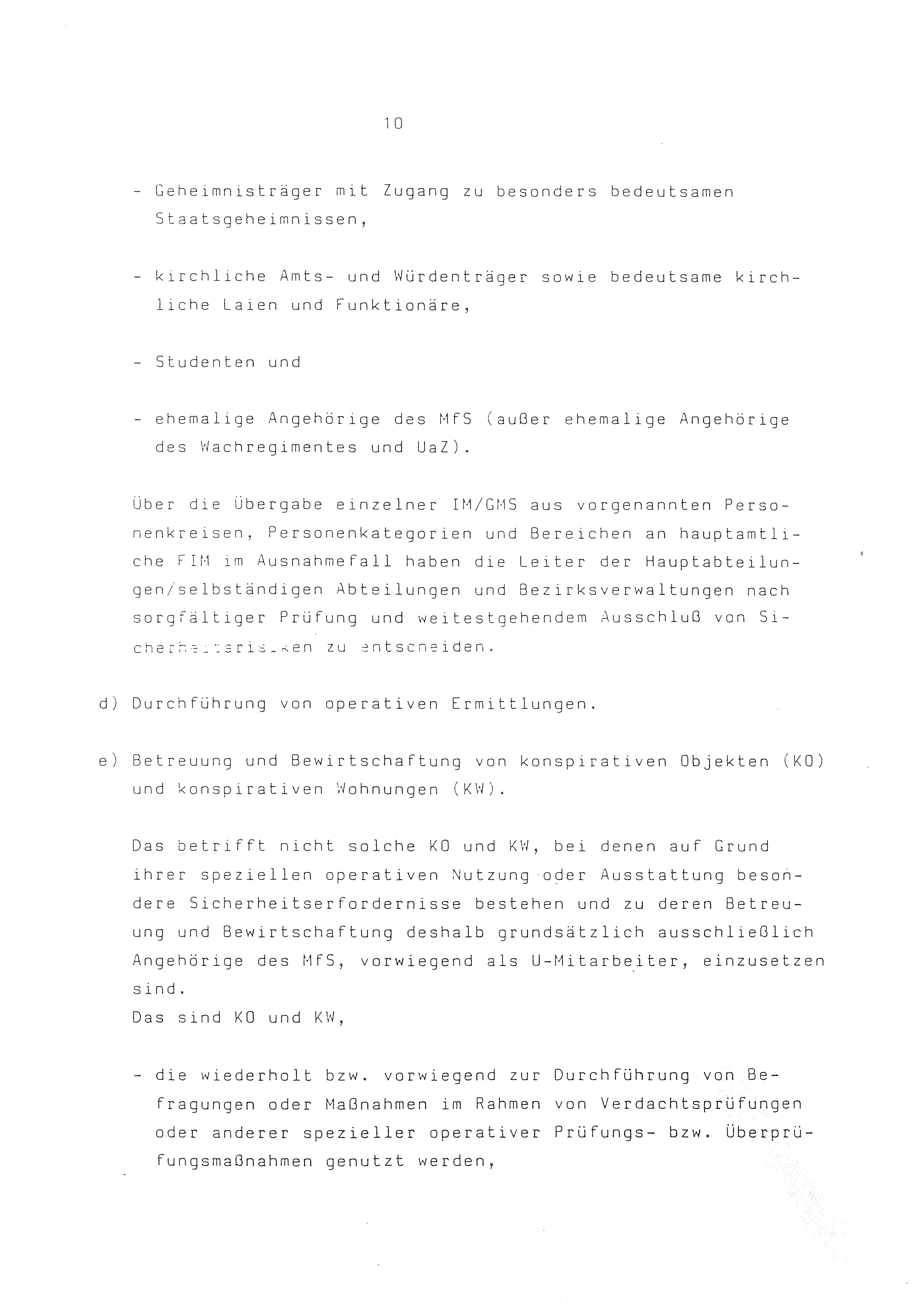 2. Durchführungsbestimmung zur Richtlinie 1/79 über die Arbeit mit hauptamtlichen Mitarbeitern des MfS (HIM), Deutsche Demokratische Republik (DDR), Ministerium für Staatssicherheit (MfS), Der Minister (Mielke), Geheime Verschlußsache (GVS) ooo8-44/86, Berlin 1986, Seite 10 (2. DB RL 1/79 DDR MfS Min. GVS ooo8-44/86 1986, S. 10)