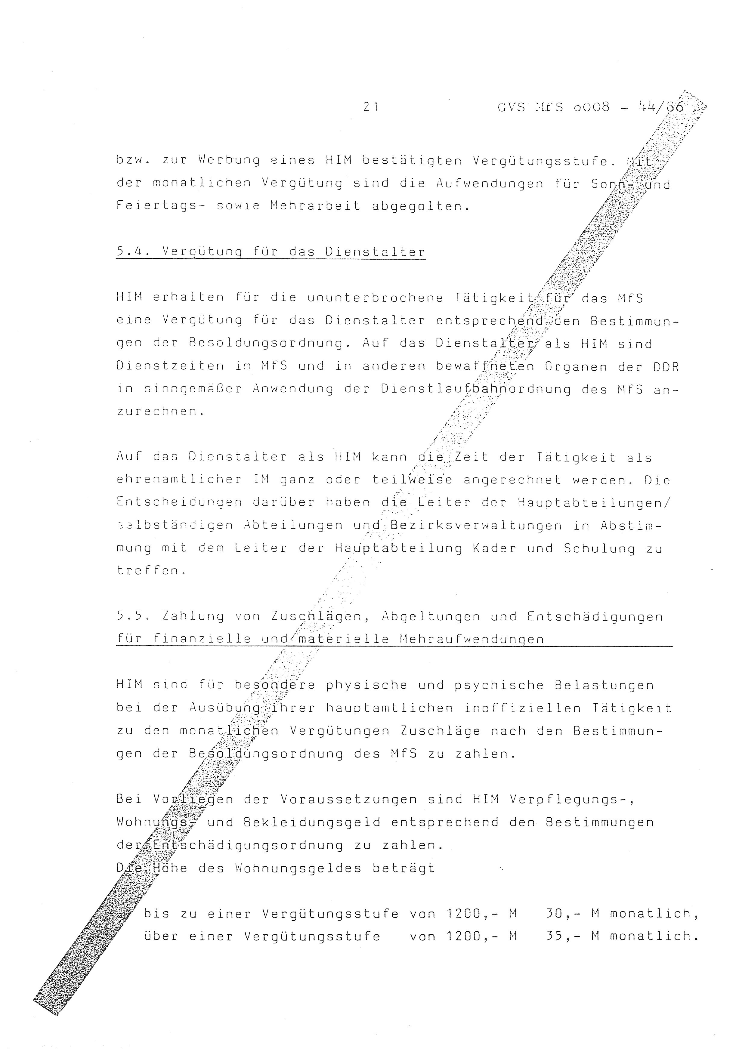 2. Durchführungsbestimmung zur Richtlinie 1/79 über die Arbeit mit hauptamtlichen Mitarbeitern des MfS (HIM), Deutsche Demokratische Republik (DDR), Ministerium für Staatssicherheit (MfS), Der Minister (Mielke), Geheime Verschlußsache (GVS) ooo8-44/86, Berlin 1986, Seite 21 (2. DB RL 1/79 DDR MfS Min. GVS ooo8-44/86 1986, S. 21)