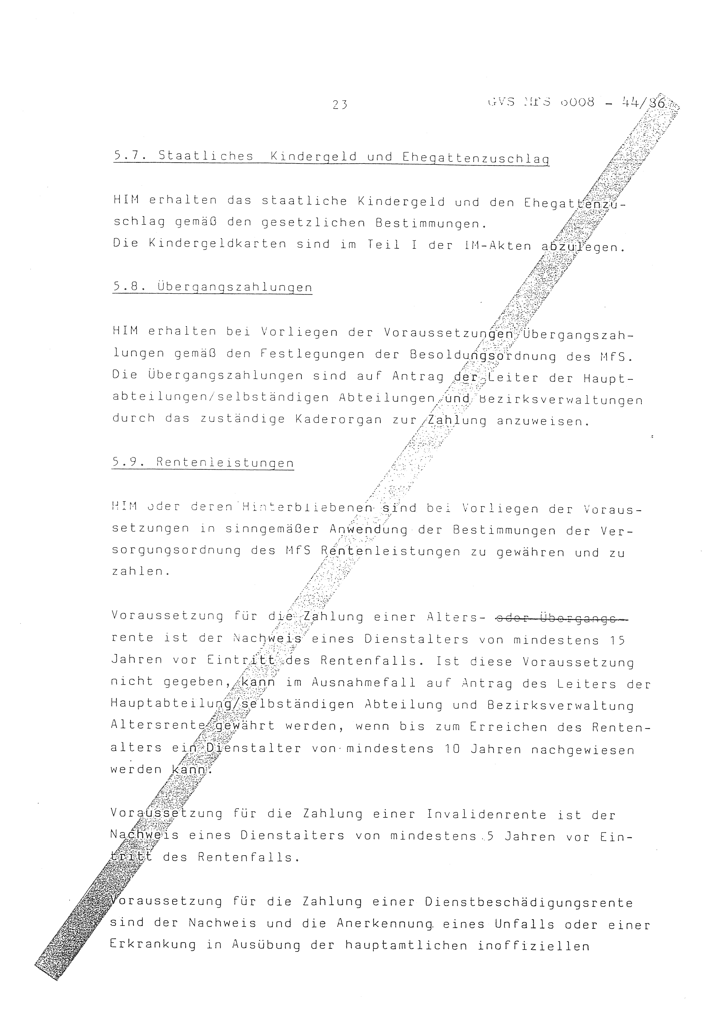 2. Durchführungsbestimmung zur Richtlinie 1/79 über die Arbeit mit hauptamtlichen Mitarbeitern des MfS (HIM), Deutsche Demokratische Republik (DDR), Ministerium für Staatssicherheit (MfS), Der Minister (Mielke), Geheime Verschlußsache (GVS) ooo8-44/86, Berlin 1986, Seite 23 (2. DB RL 1/79 DDR MfS Min. GVS ooo8-44/86 1986, S. 23)