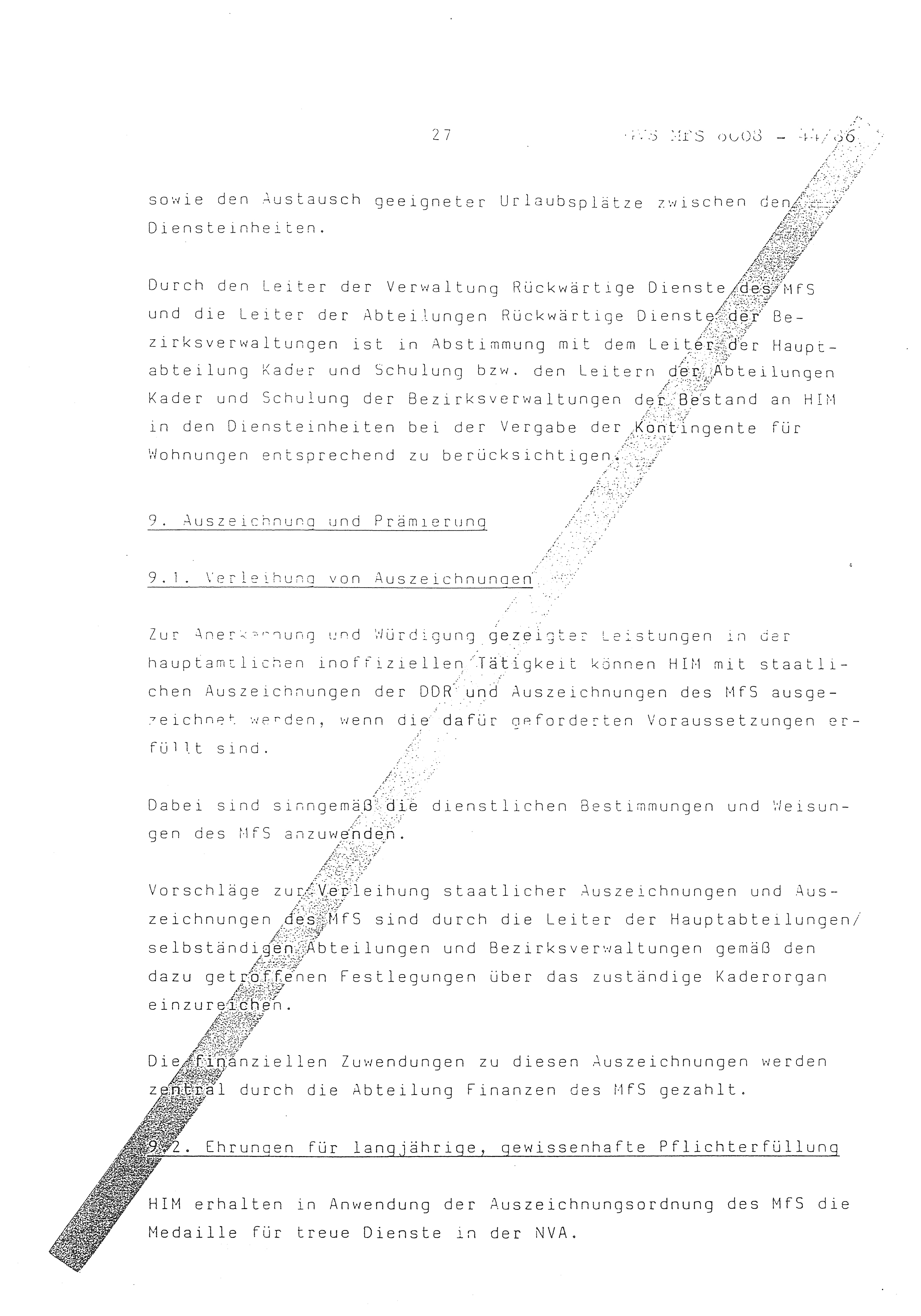 2. Durchführungsbestimmung zur Richtlinie 1/79 über die Arbeit mit hauptamtlichen Mitarbeitern des MfS (HIM), Deutsche Demokratische Republik (DDR), Ministerium für Staatssicherheit (MfS), Der Minister (Mielke), Geheime Verschlußsache (GVS) ooo8-44/86, Berlin 1986, Seite 27 (2. DB RL 1/79 DDR MfS Min. GVS ooo8-44/86 1986, S. 27)