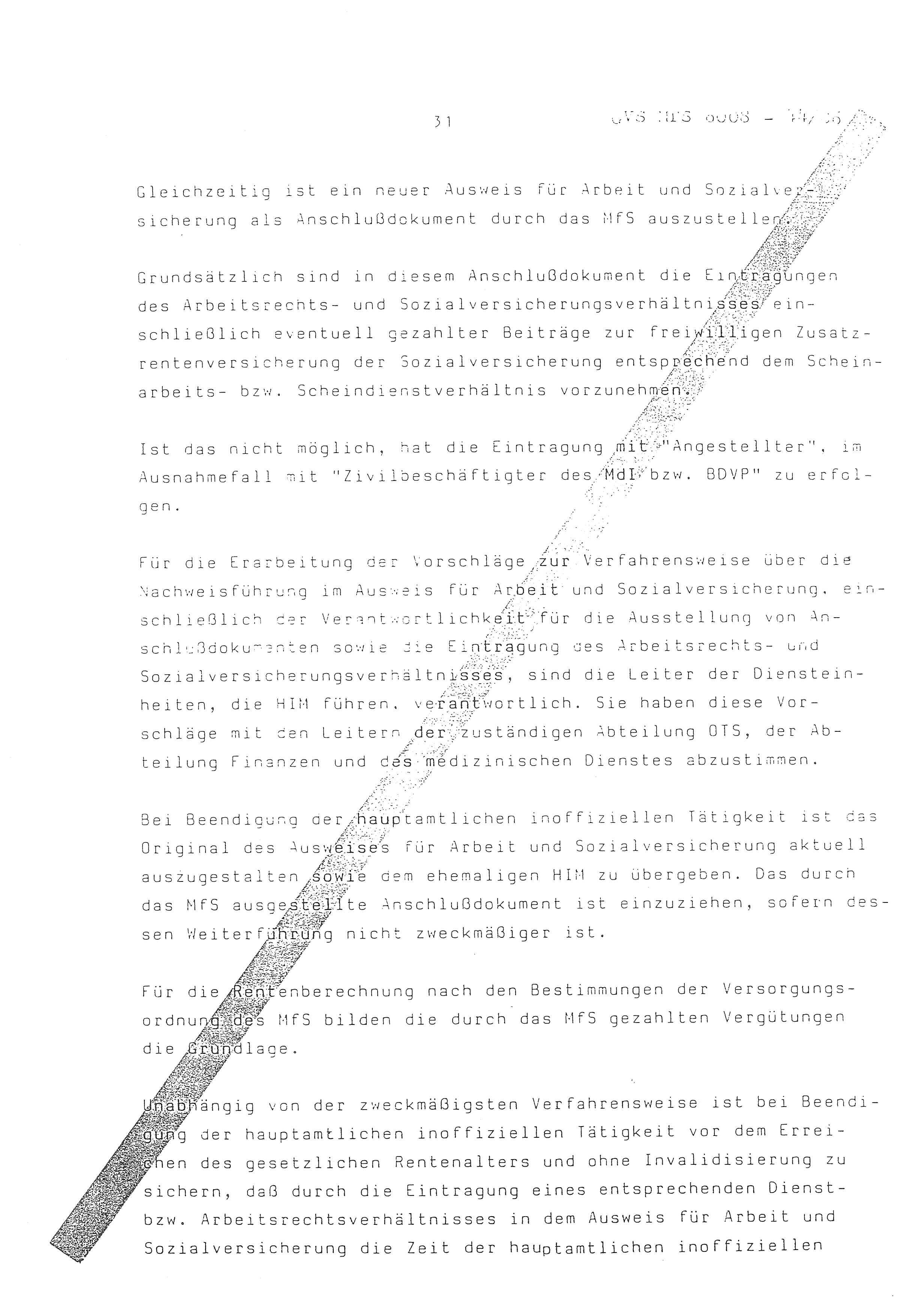 2. Durchführungsbestimmung zur Richtlinie 1/79 über die Arbeit mit hauptamtlichen Mitarbeitern des MfS (HIM), Deutsche Demokratische Republik (DDR), Ministerium für Staatssicherheit (MfS), Der Minister (Mielke), Geheime Verschlußsache (GVS) ooo8-44/86, Berlin 1986, Seite 31 (2. DB RL 1/79 DDR MfS Min. GVS ooo8-44/86 1986, S. 31)