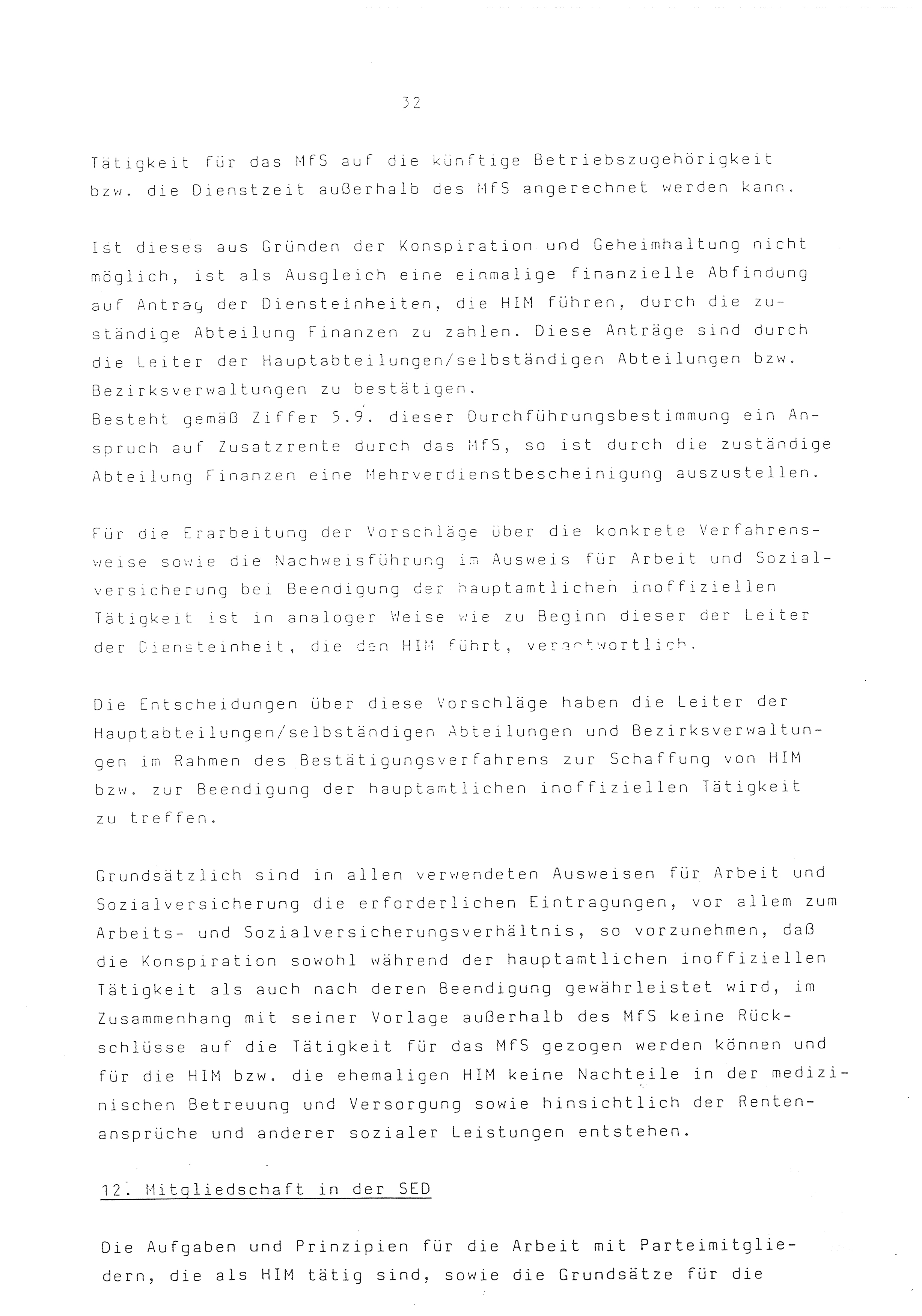 2. Durchführungsbestimmung zur Richtlinie 1/79 über die Arbeit mit hauptamtlichen Mitarbeitern des MfS (HIM), Deutsche Demokratische Republik (DDR), Ministerium für Staatssicherheit (MfS), Der Minister (Mielke), Geheime Verschlußsache (GVS) ooo8-44/86, Berlin 1986, Seite 32 (2. DB RL 1/79 DDR MfS Min. GVS ooo8-44/86 1986, S. 32)