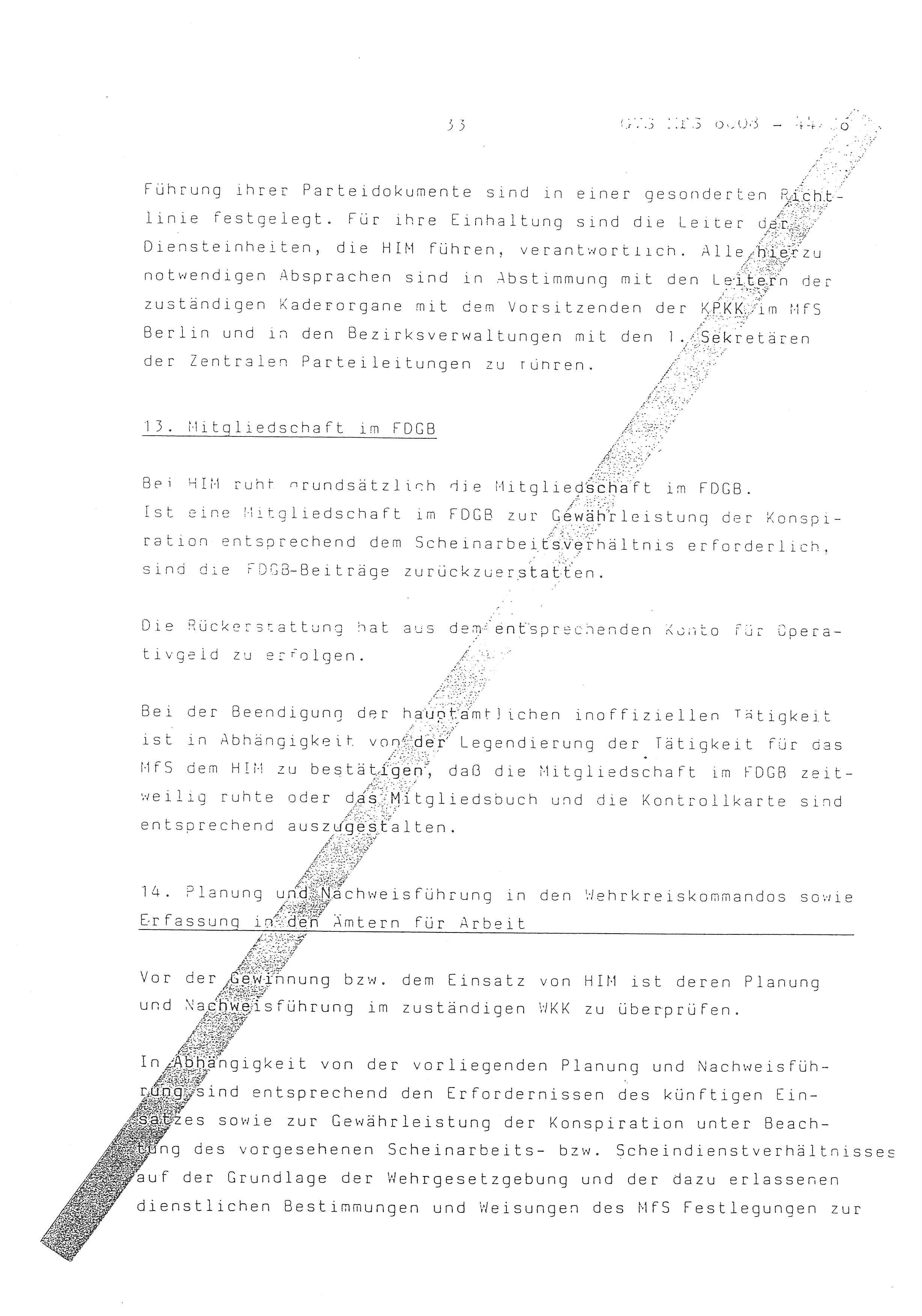 2. Durchführungsbestimmung zur Richtlinie 1/79 über die Arbeit mit hauptamtlichen Mitarbeitern des MfS (HIM), Deutsche Demokratische Republik (DDR), Ministerium für Staatssicherheit (MfS), Der Minister (Mielke), Geheime Verschlußsache (GVS) ooo8-44/86, Berlin 1986, Seite 33 (2. DB RL 1/79 DDR MfS Min. GVS ooo8-44/86 1986, S. 33)