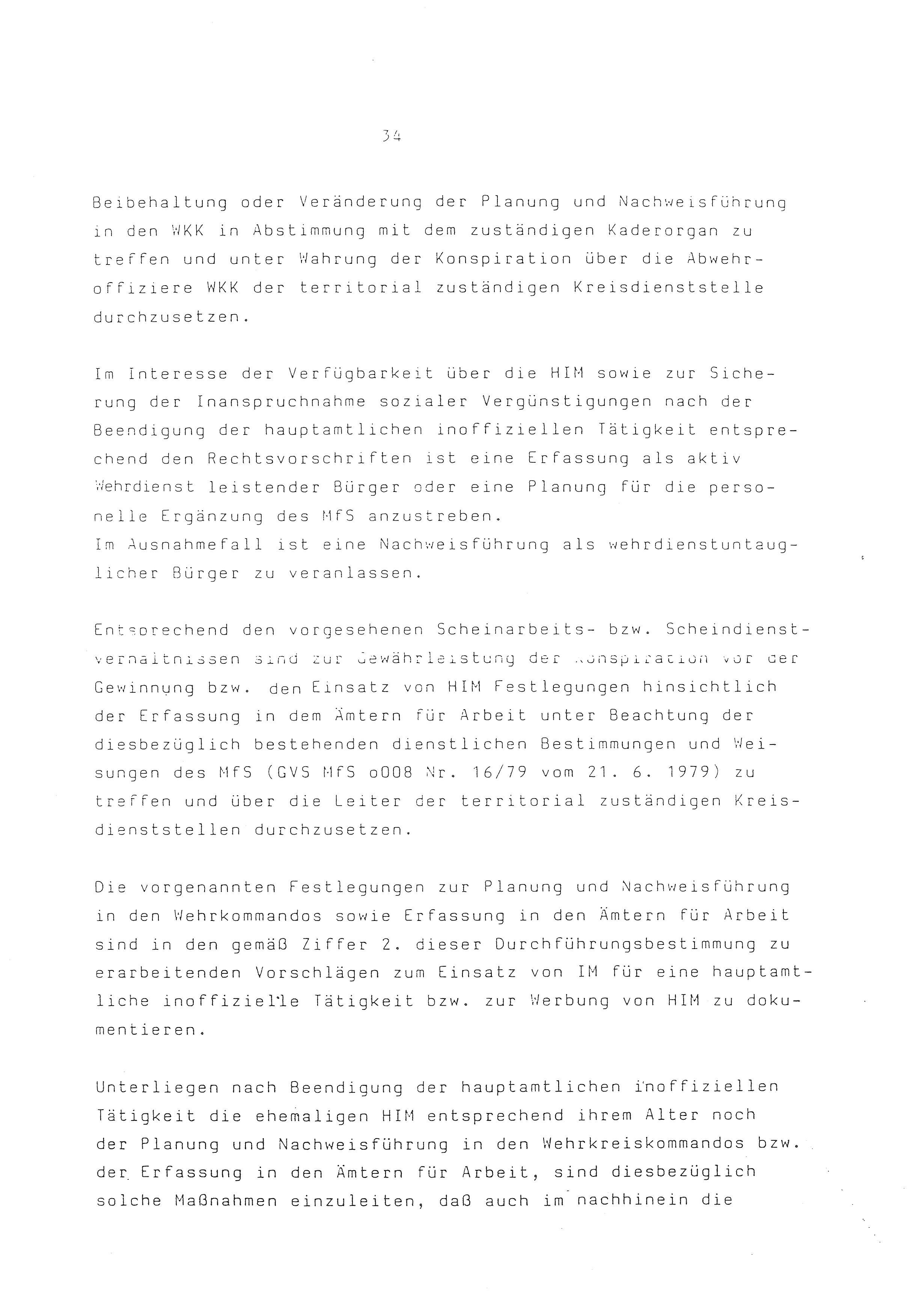 2. Durchführungsbestimmung zur Richtlinie 1/79 über die Arbeit mit hauptamtlichen Mitarbeitern des MfS (HIM), Deutsche Demokratische Republik (DDR), Ministerium für Staatssicherheit (MfS), Der Minister (Mielke), Geheime Verschlußsache (GVS) ooo8-44/86, Berlin 1986, Seite 34 (2. DB RL 1/79 DDR MfS Min. GVS ooo8-44/86 1986, S. 34)