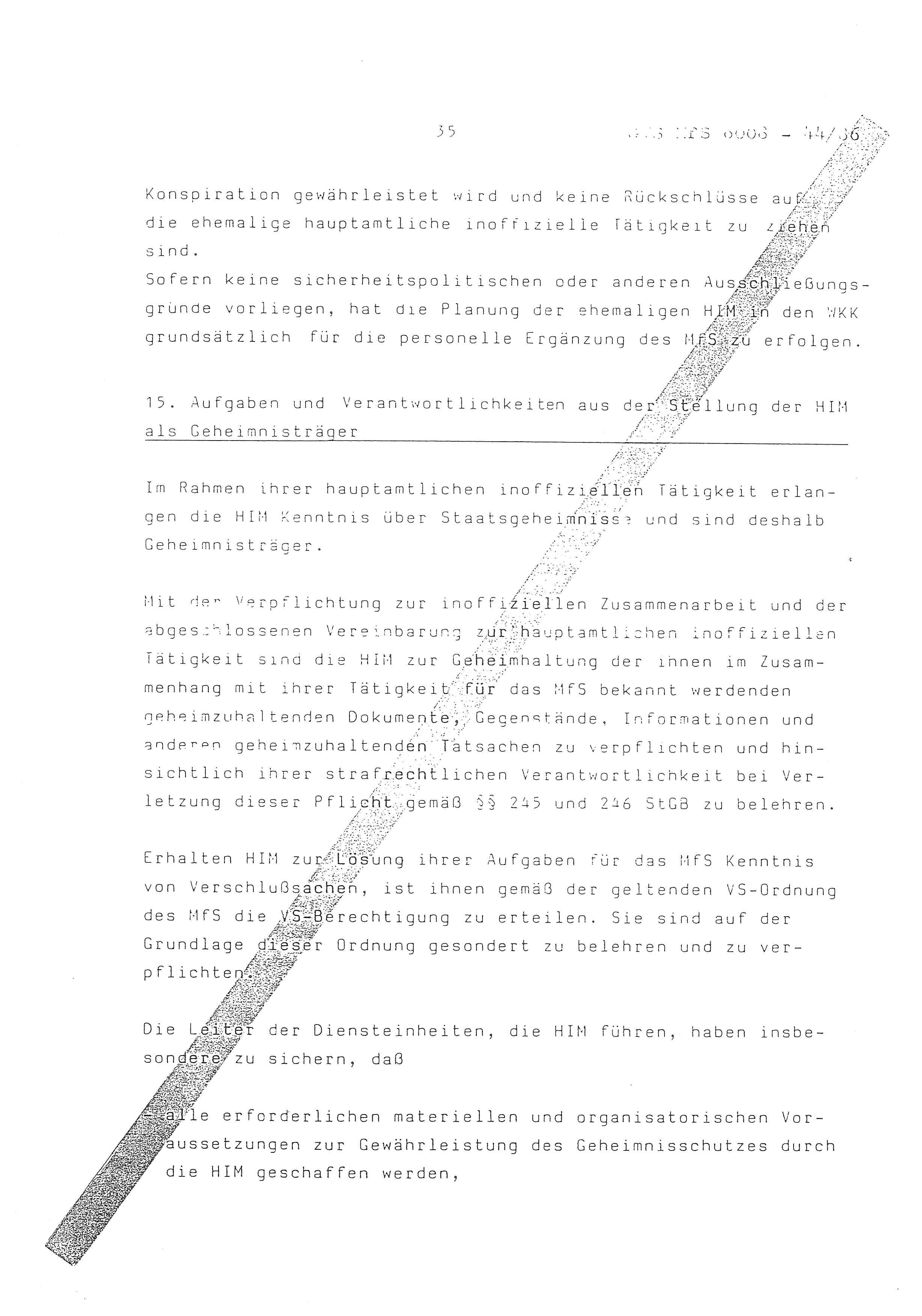 2. Durchführungsbestimmung zur Richtlinie 1/79 über die Arbeit mit hauptamtlichen Mitarbeitern des MfS (HIM), Deutsche Demokratische Republik (DDR), Ministerium für Staatssicherheit (MfS), Der Minister (Mielke), Geheime Verschlußsache (GVS) ooo8-44/86, Berlin 1986, Seite 35 (2. DB RL 1/79 DDR MfS Min. GVS ooo8-44/86 1986, S. 35)