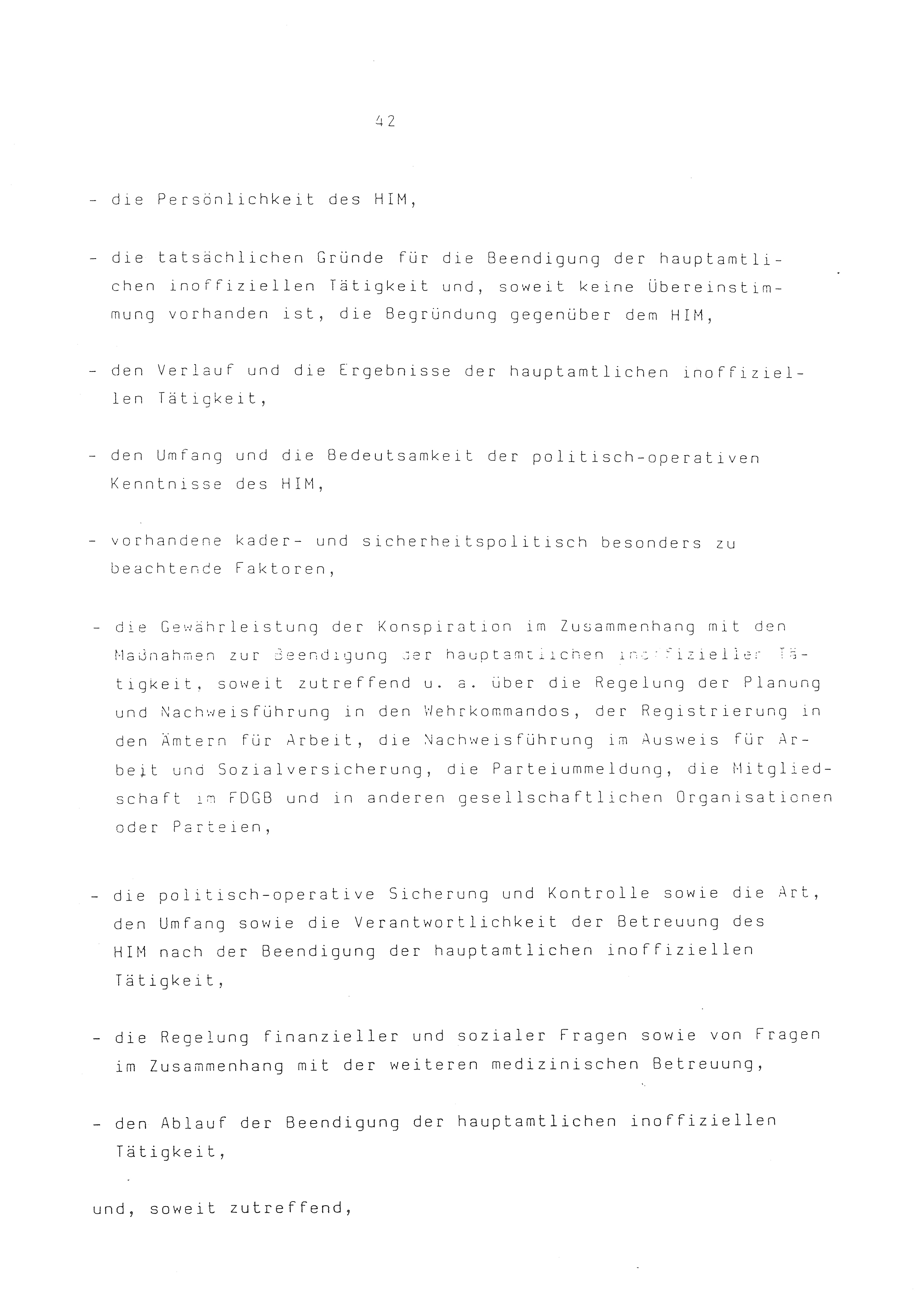 2. Durchführungsbestimmung zur Richtlinie 1/79 über die Arbeit mit hauptamtlichen Mitarbeitern des MfS (HIM), Deutsche Demokratische Republik (DDR), Ministerium für Staatssicherheit (MfS), Der Minister (Mielke), Geheime Verschlußsache (GVS) ooo8-44/86, Berlin 1986, Seite 42 (2. DB RL 1/79 DDR MfS Min. GVS ooo8-44/86 1986, S. 42)