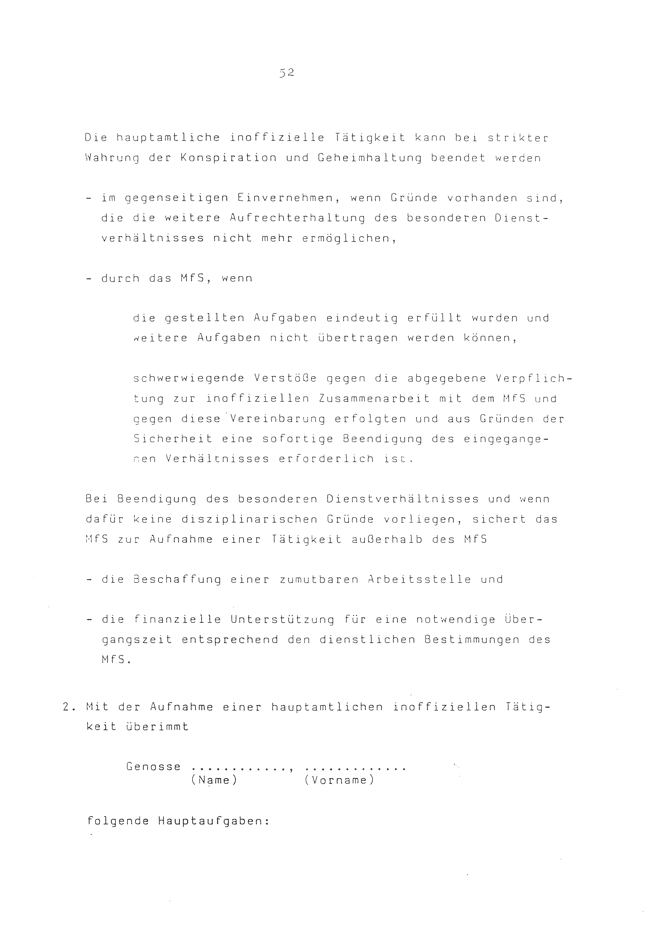 2. Durchführungsbestimmung zur Richtlinie 1/79 über die Arbeit mit hauptamtlichen Mitarbeitern des MfS (HIM), Deutsche Demokratische Republik (DDR), Ministerium für Staatssicherheit (MfS), Der Minister (Mielke), Geheime Verschlußsache (GVS) ooo8-44/86, Berlin 1986, Seite 52 (2. DB RL 1/79 DDR MfS Min. GVS ooo8-44/86 1986, S. 52)