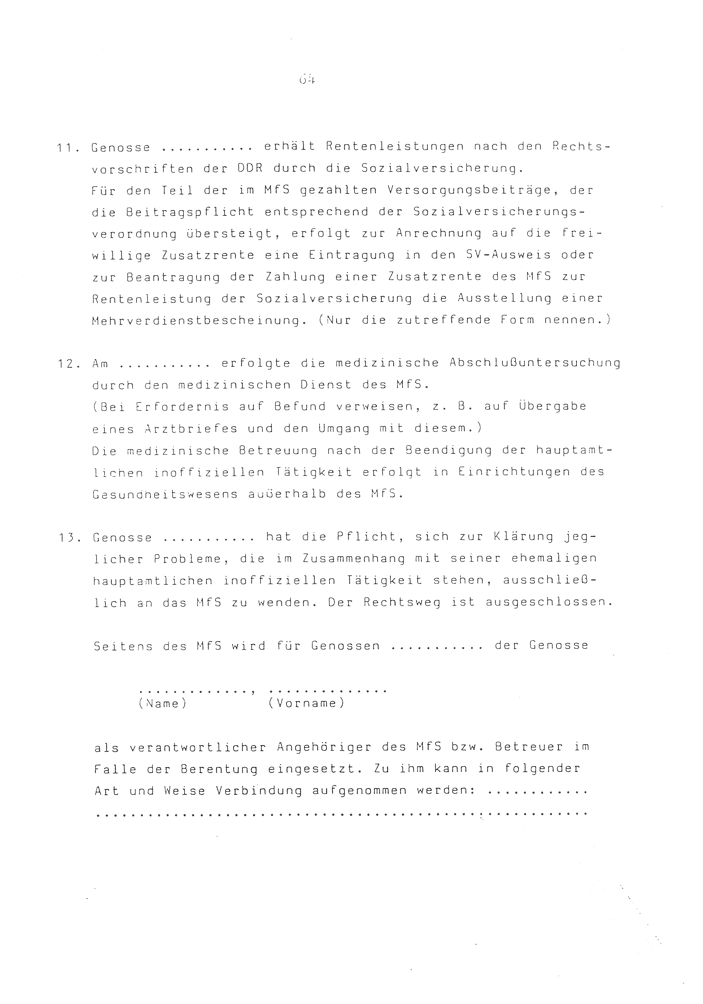 2. Durchführungsbestimmung zur Richtlinie 1/79 über die Arbeit mit hauptamtlichen Mitarbeitern des MfS (HIM), Deutsche Demokratische Republik (DDR), Ministerium für Staatssicherheit (MfS), Der Minister (Mielke), Geheime Verschlußsache (GVS) ooo8-44/86, Berlin 1986, Seite 64 (2. DB RL 1/79 DDR MfS Min. GVS ooo8-44/86 1986, S. 64)