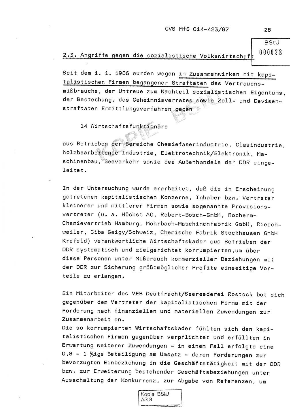 Jahresbericht der Hauptabteilung (HA) Ⅸ 1986, Einschätzung der Wirksamkeit der Untersuchungsarbeit im Jahre 1986, Ministerium für Staatssicherheit (MfS) der Deutschen Demokratischen Republik (DDR), Hauptabteilung Ⅸ, Geheime Verschlußsache (GVS) o014-423/87, Berlin 1987, Seite 28 (Einsch. MfS DDR HA Ⅸ GVS o014-423/87 1986, S. 28)