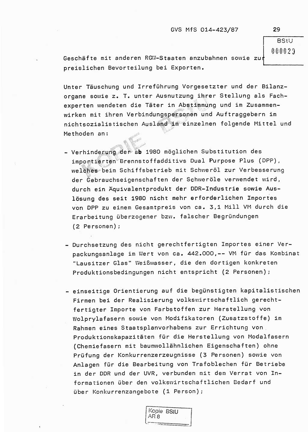 Jahresbericht der Hauptabteilung (HA) Ⅸ 1986, Einschätzung der Wirksamkeit der Untersuchungsarbeit im Jahre 1986, Ministerium für Staatssicherheit (MfS) der Deutschen Demokratischen Republik (DDR), Hauptabteilung Ⅸ, Geheime Verschlußsache (GVS) o014-423/87, Berlin 1987, Seite 29 (Einsch. MfS DDR HA Ⅸ GVS o014-423/87 1986, S. 29)