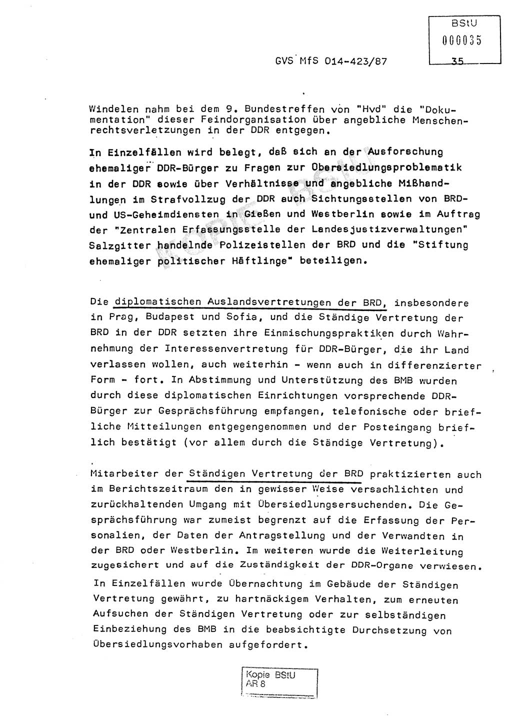 Jahresbericht der Hauptabteilung (HA) Ⅸ 1986, Einschätzung der Wirksamkeit der Untersuchungsarbeit im Jahre 1986, Ministerium für Staatssicherheit (MfS) der Deutschen Demokratischen Republik (DDR), Hauptabteilung Ⅸ, Geheime Verschlußsache (GVS) o014-423/87, Berlin 1987, Seite 35 (Einsch. MfS DDR HA Ⅸ GVS o014-423/87 1986, S. 35)