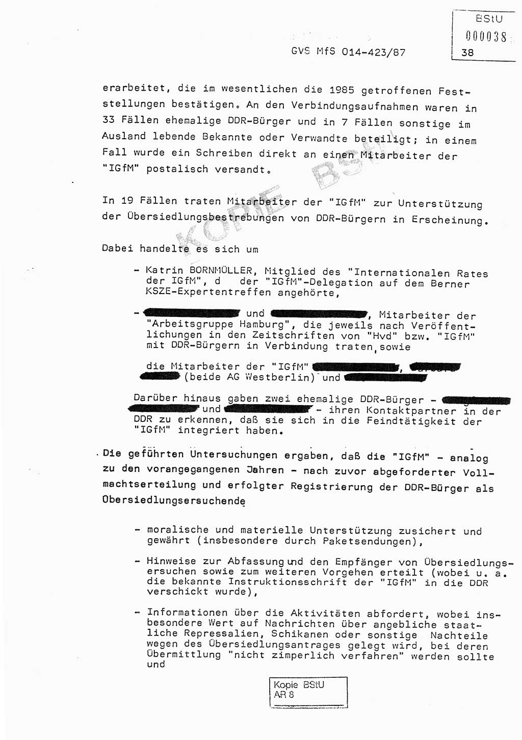 Jahresbericht der Hauptabteilung (HA) Ⅸ 1986, Einschätzung der Wirksamkeit der Untersuchungsarbeit im Jahre 1986, Ministerium für Staatssicherheit (MfS) der Deutschen Demokratischen Republik (DDR), Hauptabteilung Ⅸ, Geheime Verschlußsache (GVS) o014-423/87, Berlin 1987, Seite 38 (Einsch. MfS DDR HA Ⅸ GVS o014-423/87 1986, S. 38)