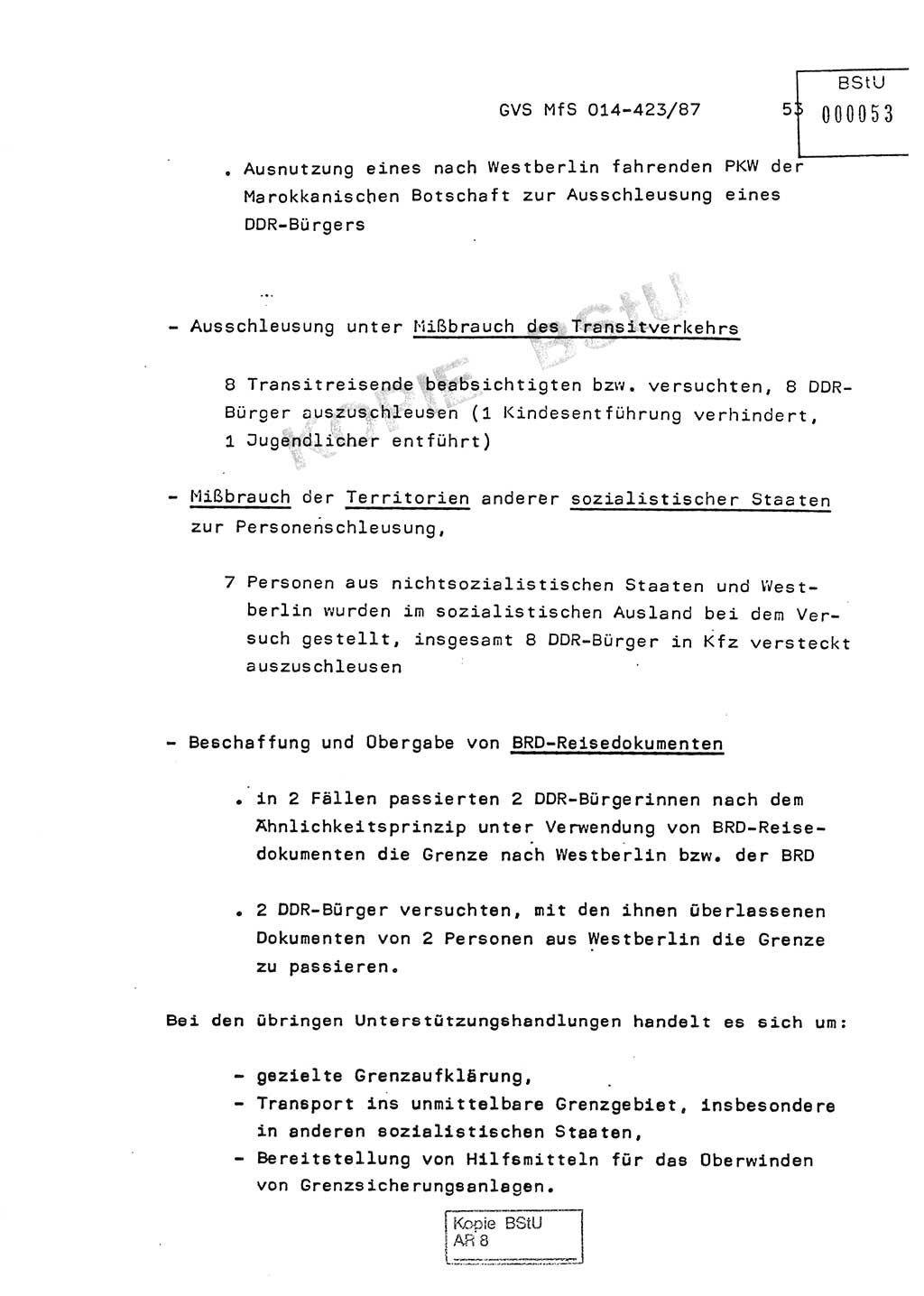 Jahresbericht der Hauptabteilung (HA) Ⅸ 1986, Einschätzung der Wirksamkeit der Untersuchungsarbeit im Jahre 1986, Ministerium für Staatssicherheit (MfS) der Deutschen Demokratischen Republik (DDR), Hauptabteilung Ⅸ, Geheime Verschlußsache (GVS) o014-423/87, Berlin 1987, Seite 53 (Einsch. MfS DDR HA Ⅸ GVS o014-423/87 1986, S. 53)